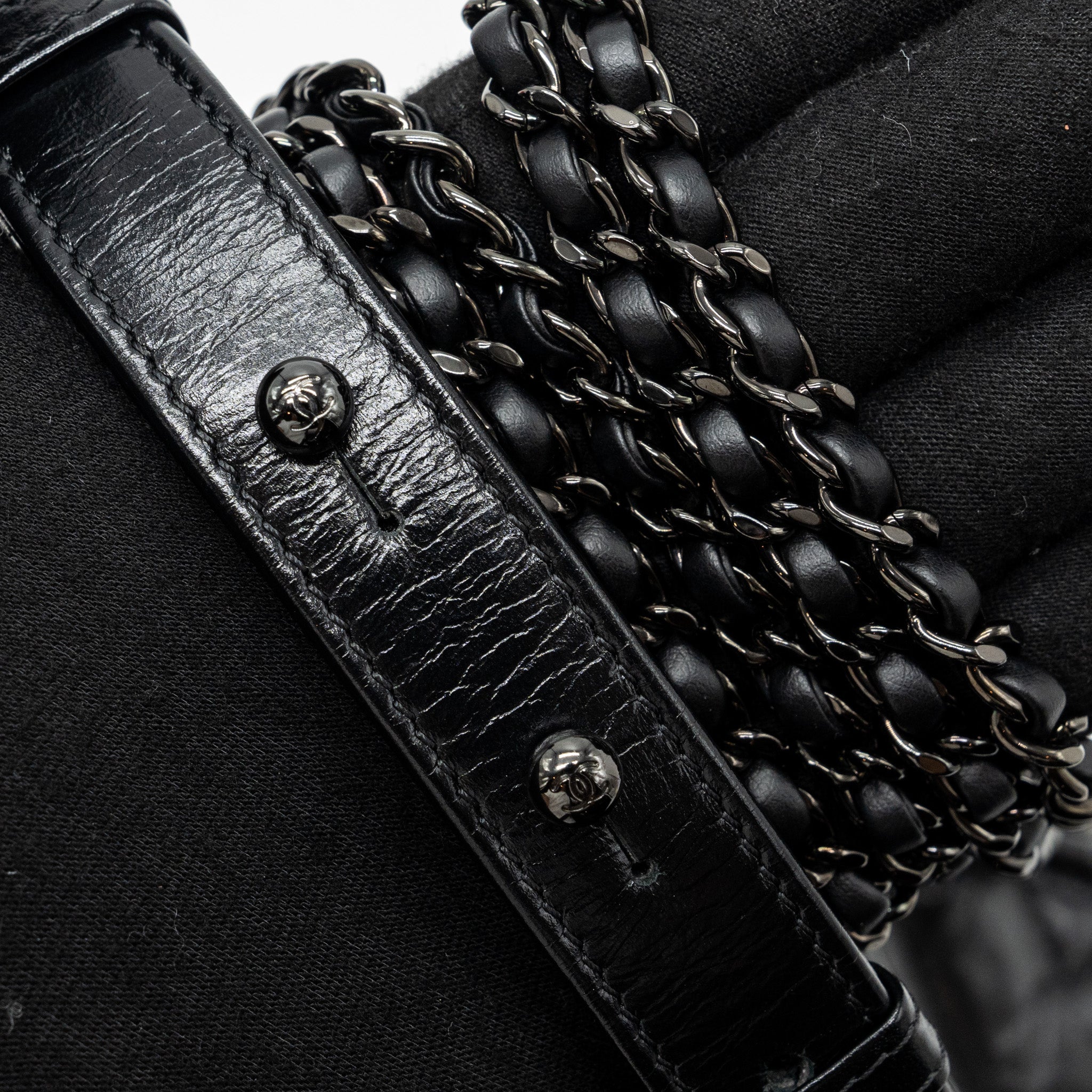 CHANEL SMALL GABRIELLE HOBO BAG CHEVRON AGED CALFSKIN SO BLACK