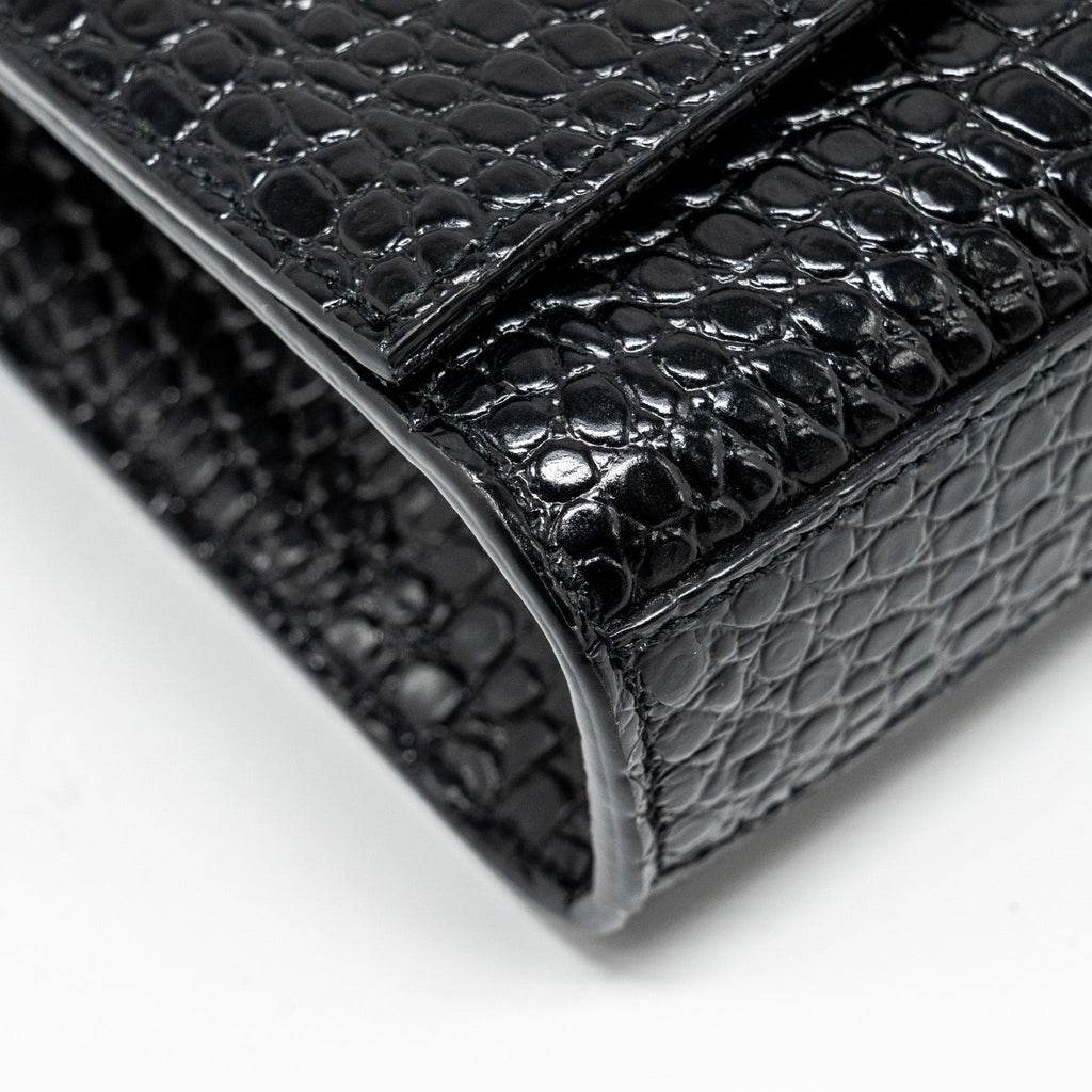 SAINT LAURENT/YSL KATE TASSEL BAG CROC-EMBOSSED CALFSKIN BLACK GHW