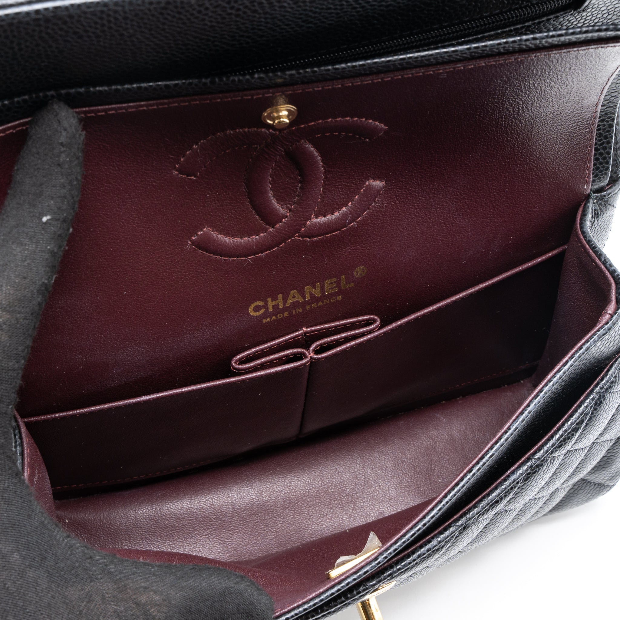CHANEL SMALL CLASSIC DOUBLE FLAP BAG CAVIAR BLACK GHW (MICROCHIP)