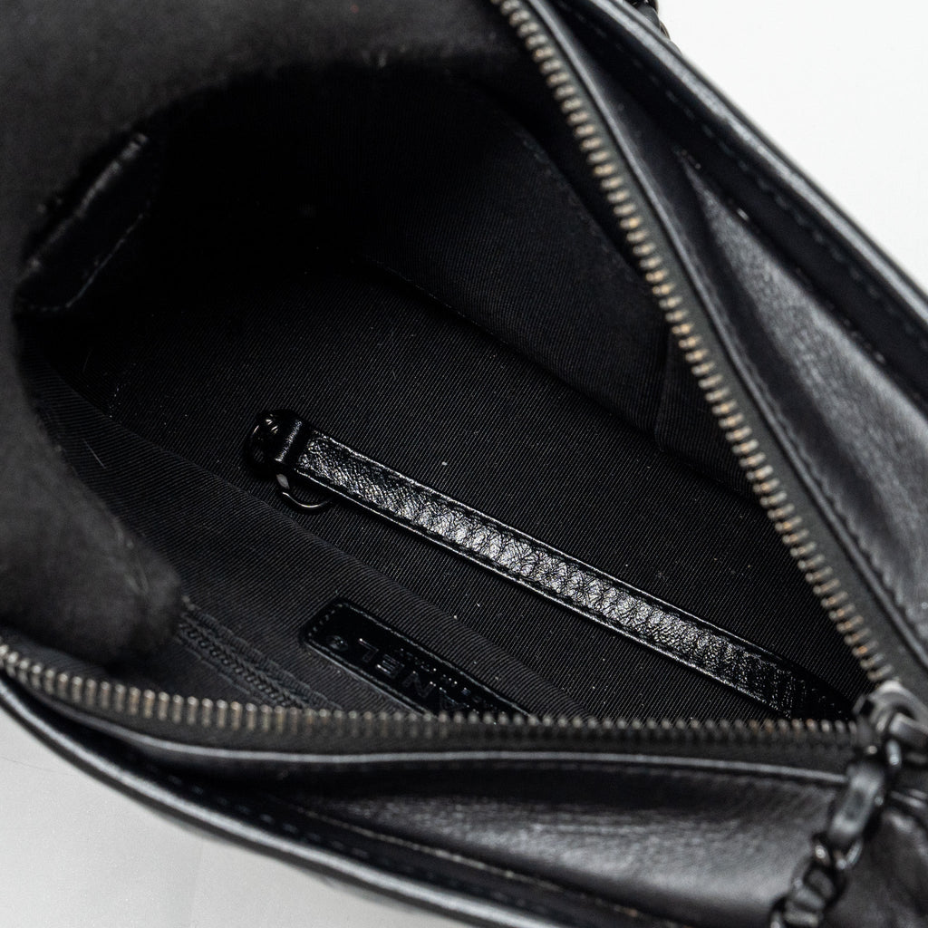 CHANEL SMALL GABRIELLE HOBO BAG CHEVRON AGED CALFSKIN SO BLACK