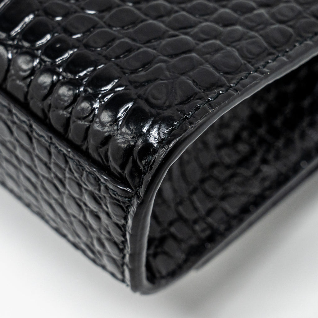 SAINT LAURENT/YSL KATE TASSEL BAG CROC-EMBOSSED CALFSKIN BLACK GHW