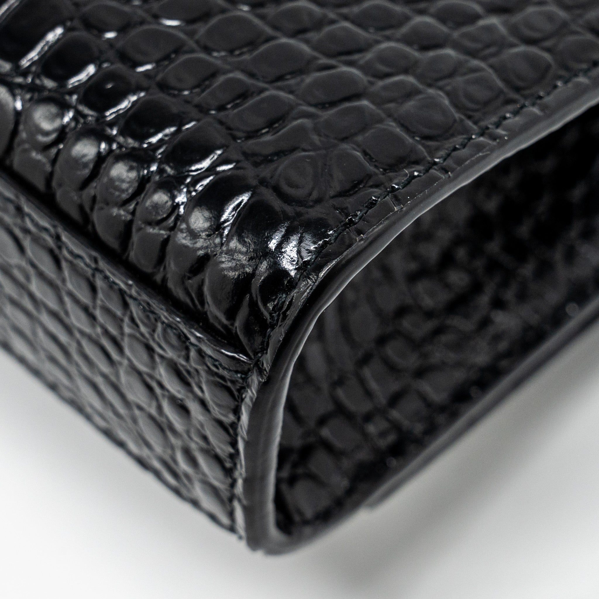 SAINT LAURENT/YSL KATE TASSEL BAG CROC-EMBOSSED CALFSKIN BLACK GHW