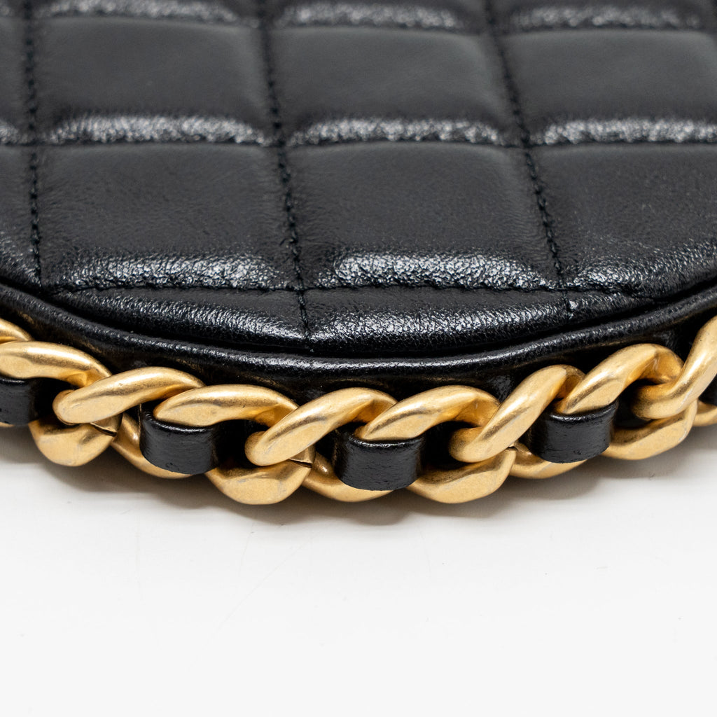 CHANEL 23B ROUND HOBO SHOULDER BAG LAMBSKIN BLACK GHW (MICROCHIP)