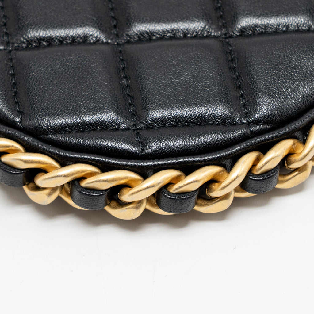 CHANEL 23B ROUND HOBO SHOULDER BAG LAMBSKIN BLACK GHW (MICROCHIP)