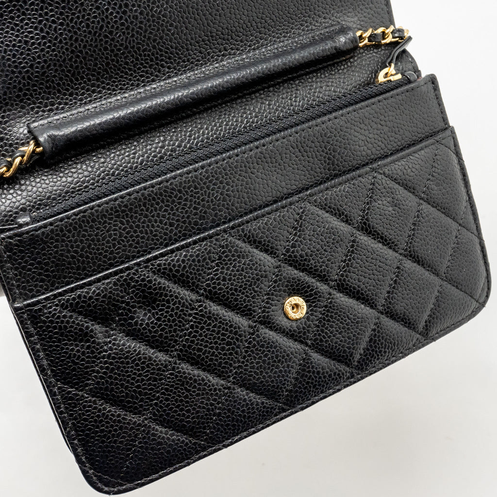 CHANEL CLASSIC WALLET ON CHAIN CAVIAR BLACK GHW