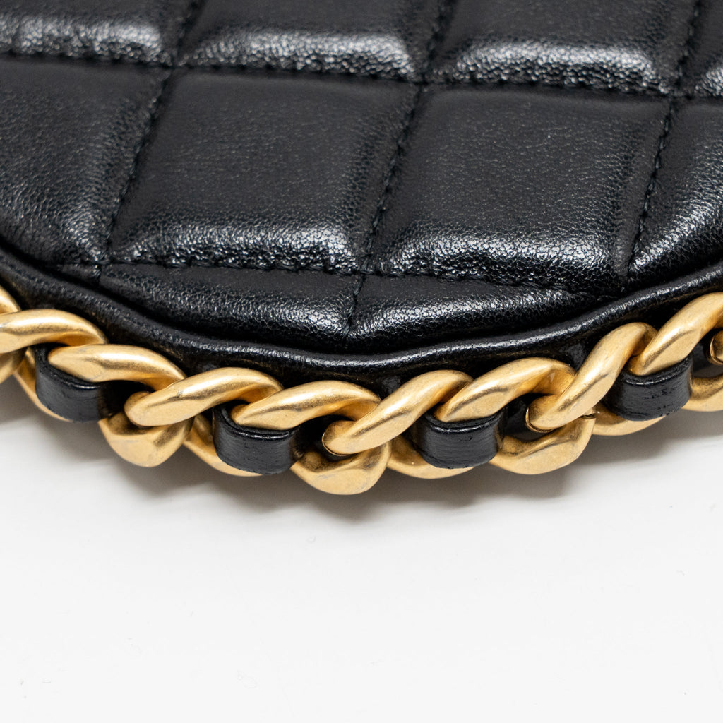 CHANEL 23B ROUND HOBO SHOULDER BAG LAMBSKIN BLACK GHW (MICROCHIP)