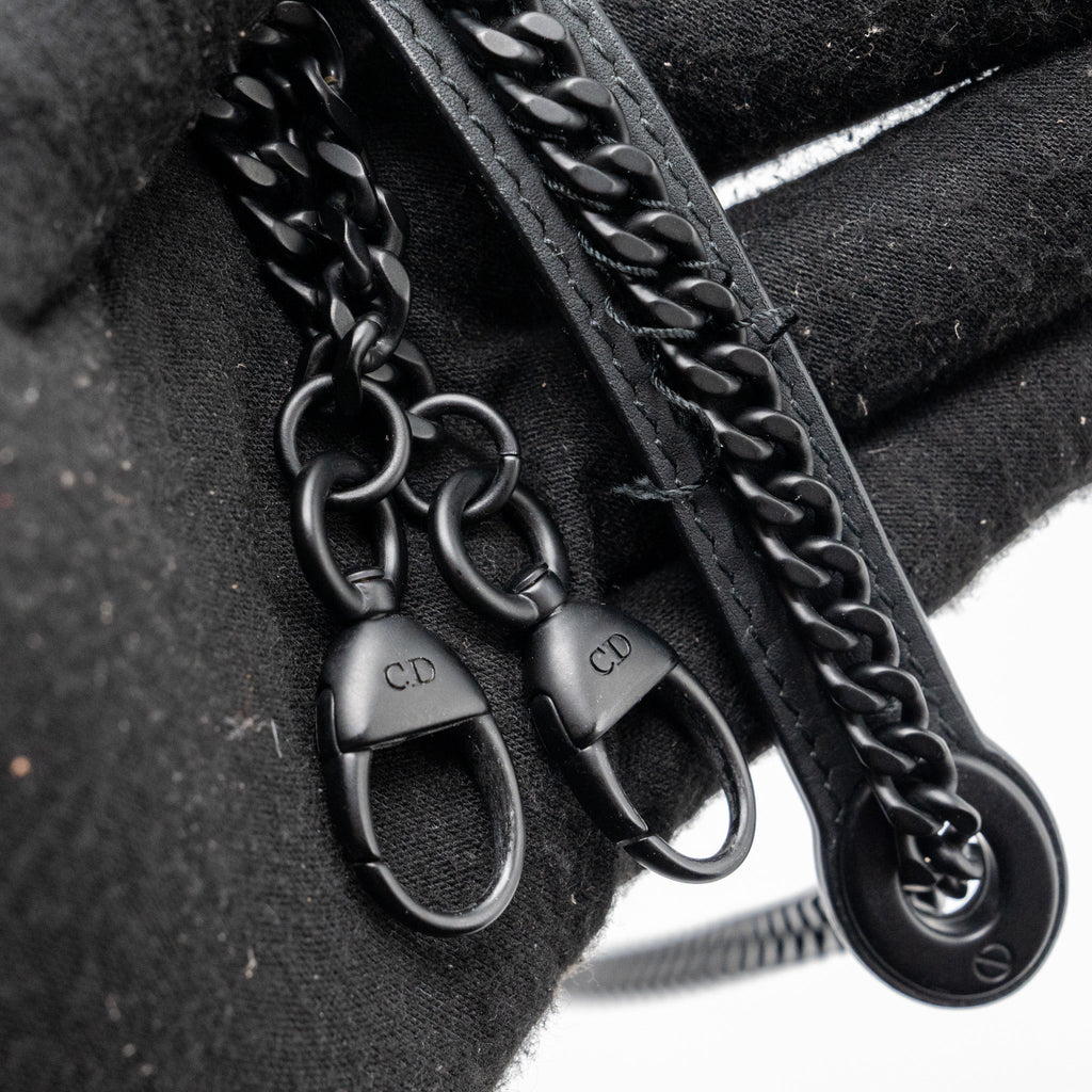 DIOR MINI LADY DIOR CANNAGE CALFSKIN BLACK WITH BLACK HARDWARE