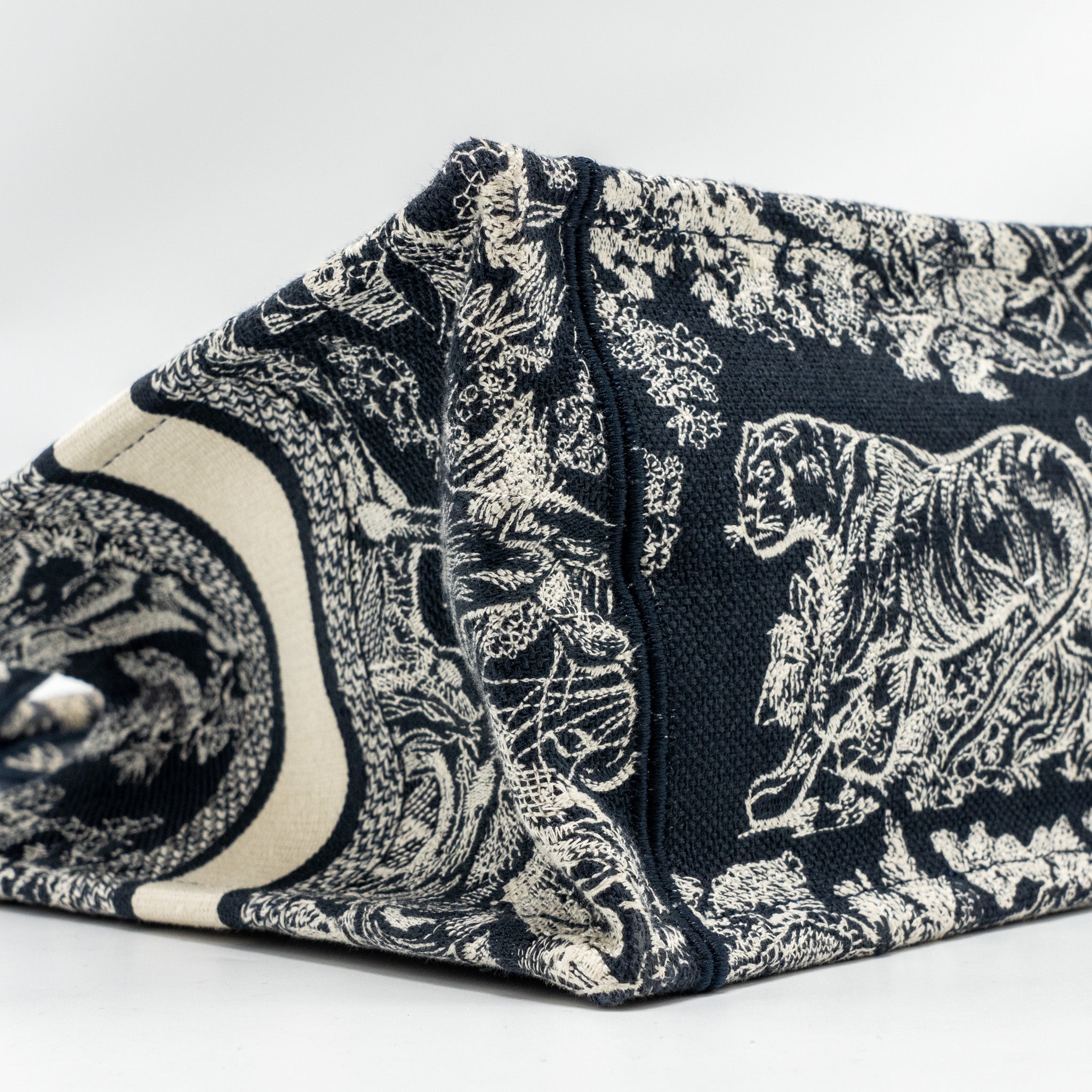 DIOR SMALL BOOK TOTE BLUE/WHITE TOILE DE JOUY REVERSE EMBROIDERY