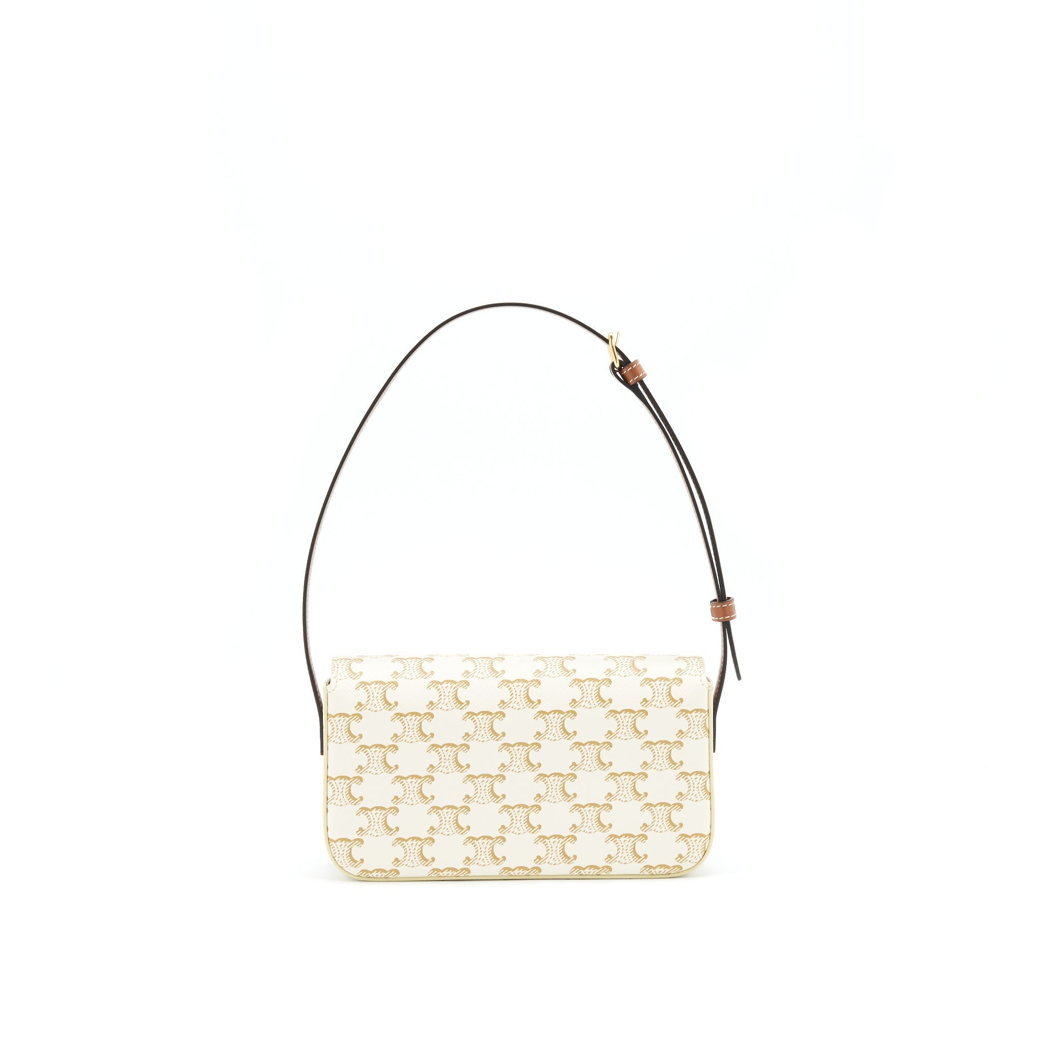 CELINE TRIOMPHE SHOULDER BAG IN TRIOMPHE CANVAS AND CALFSKIN WHITE