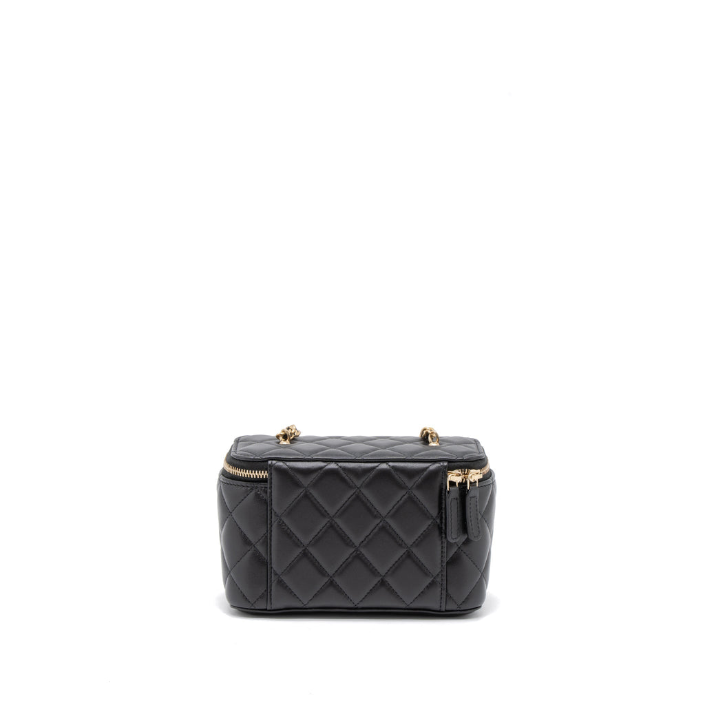 CHANEL 23C PEARL CRUSH LONG VANITY LAMBSKIN BLACK BRUSHED GHW (MICROCHIP)