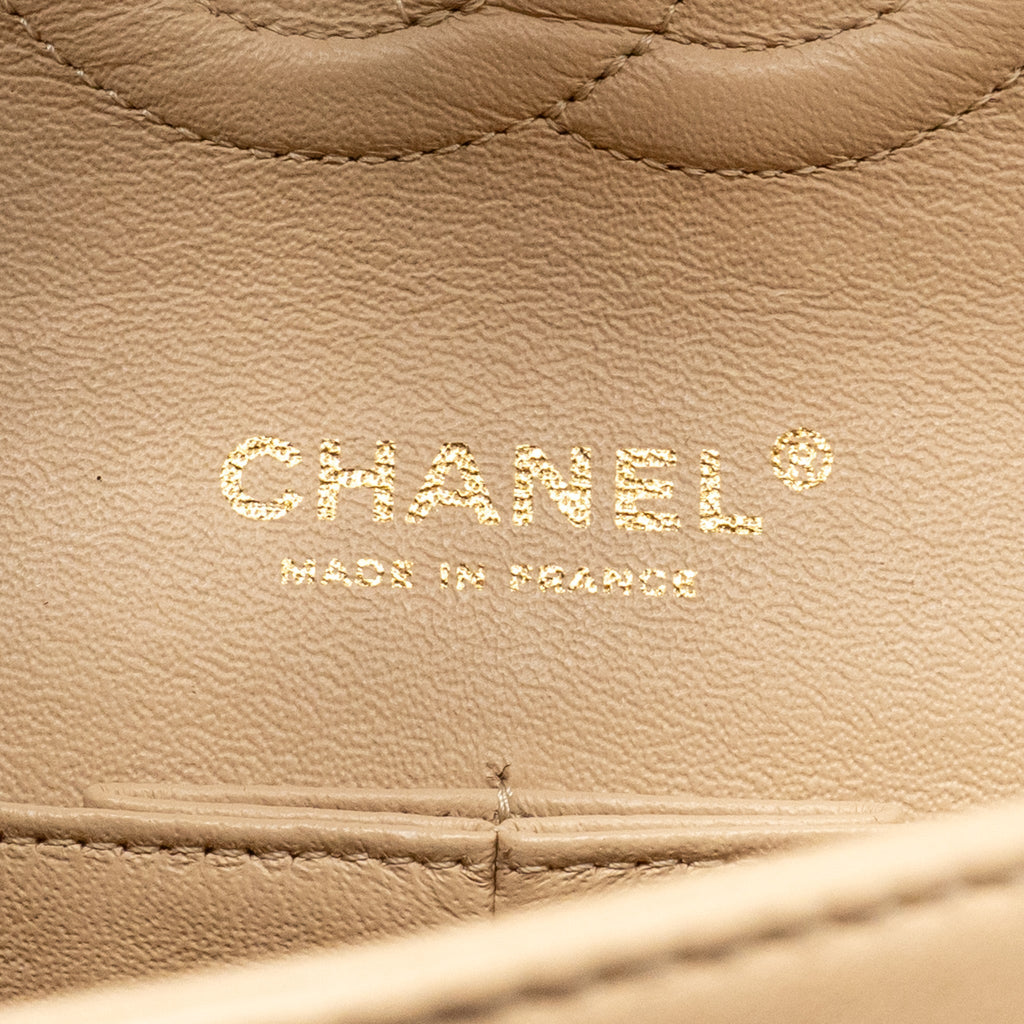 CHANEL MEDIUM DOUBLE FLAP BAG LAMBSKIN BEIGE GHW