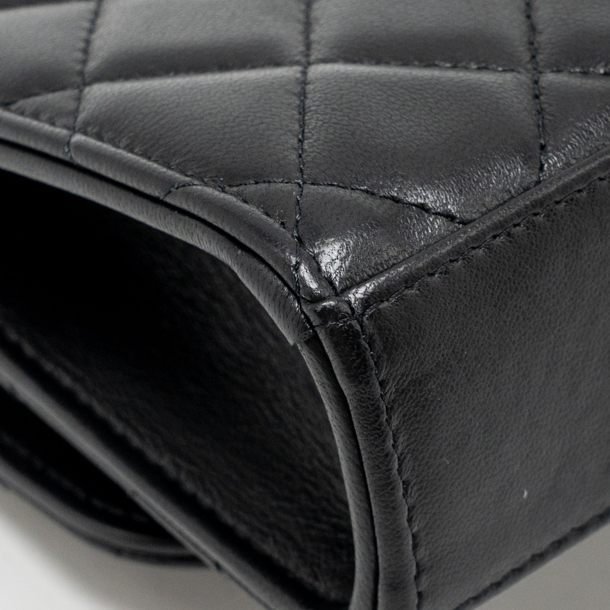 CHANEL MINI TRENDY CC CLUTCH WITH CHAIN LAMBSKIN BLACK LGHW