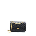 CHANEL SMALL 2.55 225 REISSUE FLAP BAG AGED CALFSKIN BLACK BRUSHED GHW