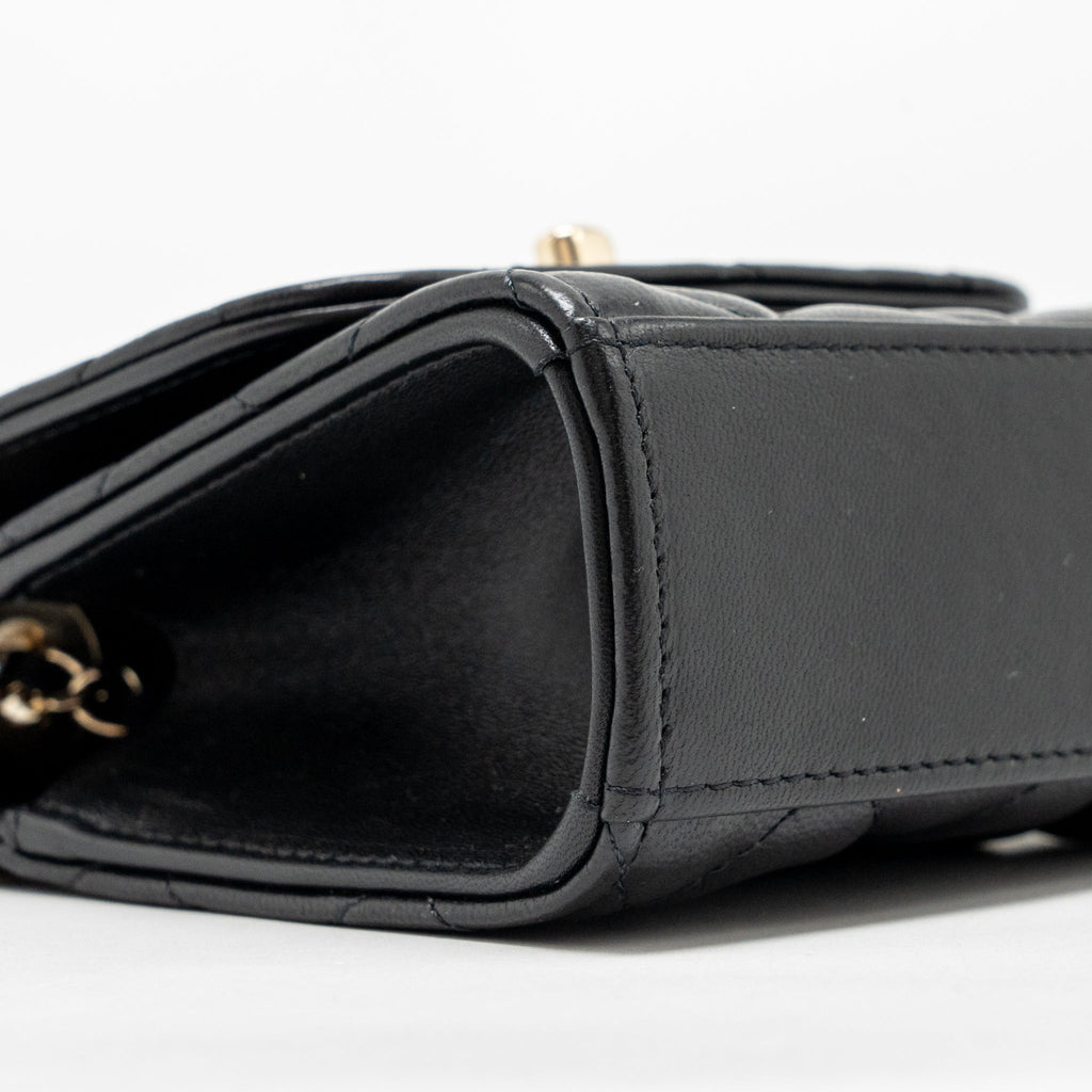 CHANEL MINI TRENDY CC CLUTCH WITH CHAIN LAMBSKIN BLACK LGHW