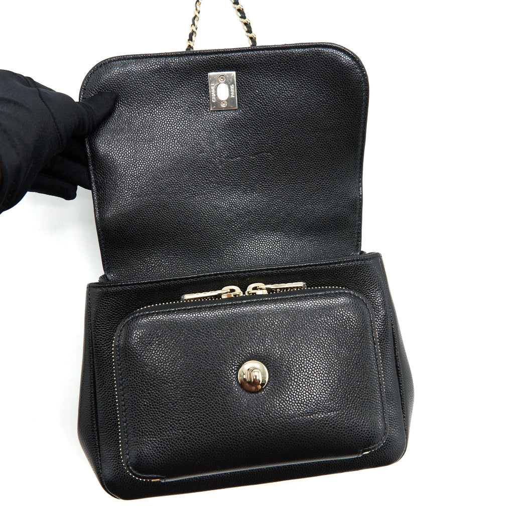 CHANEL SMALL BUSINESS AFFINITY CAVIAR BLACK LGHW