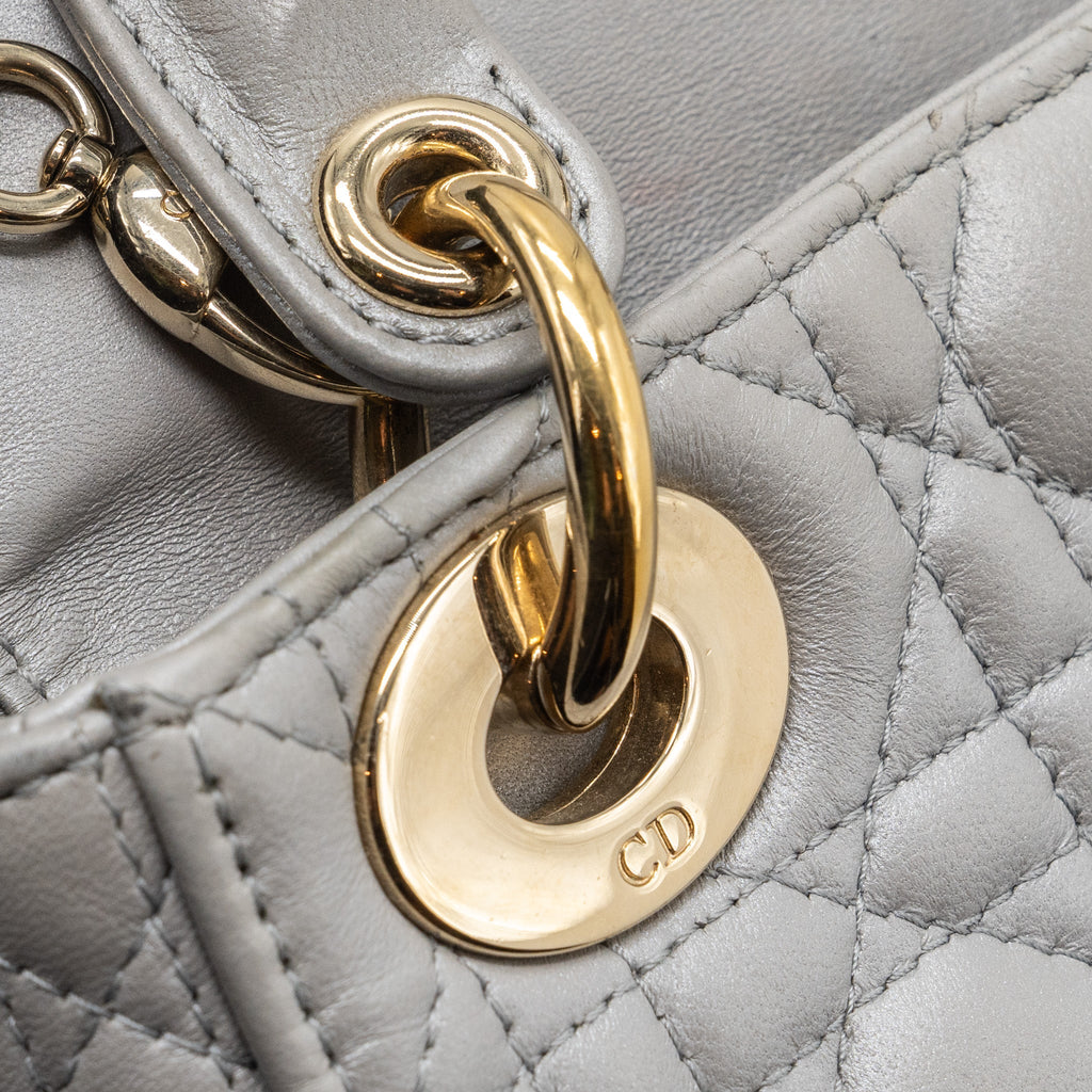 DIOR MINI LADY DIOR LAMBSKIN LIGHT GREY LGHW