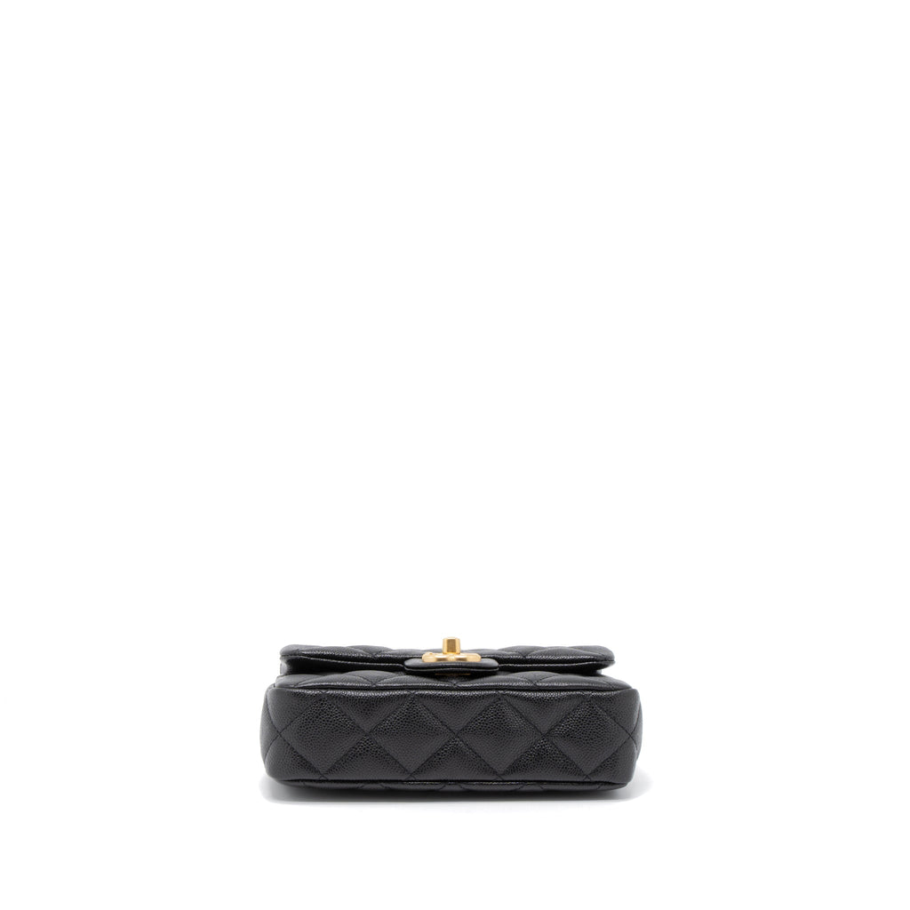 CHANEL 23P MINI COCO LOVE FLAP BAG CAVIAR BLACK GHW (MICROCHIP)