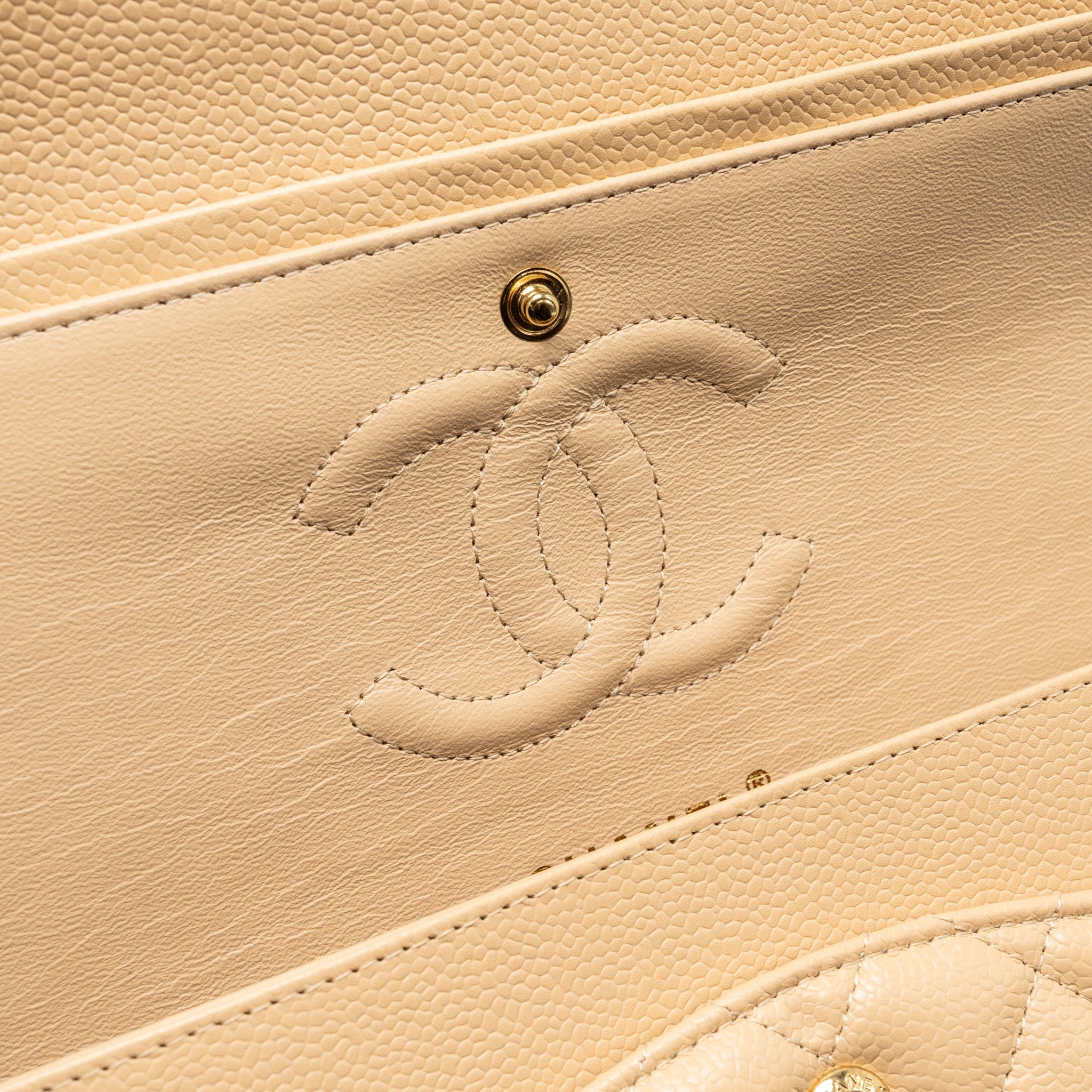 CHANEL MEDIUM CLASSIC DOUBLE FLAP BAG CAVIAR BEIGE GHW