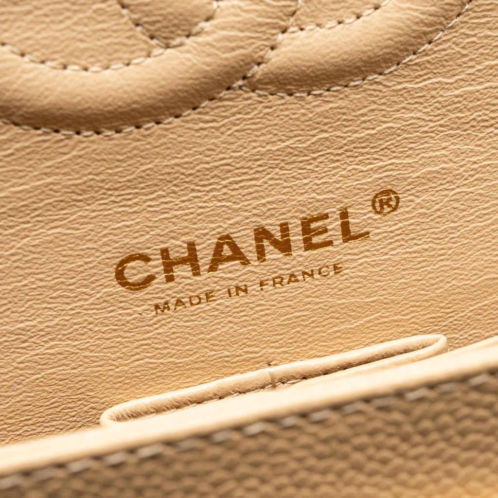 CHANEL MEDIUM CLASSIC DOUBLE FLAP BAG CAVIAR BEIGE GHW