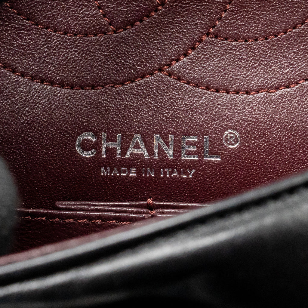 CHANEL SMALL 2.55 REISSUE FLAP BAG AGED CALFSKIN BLACK SHW