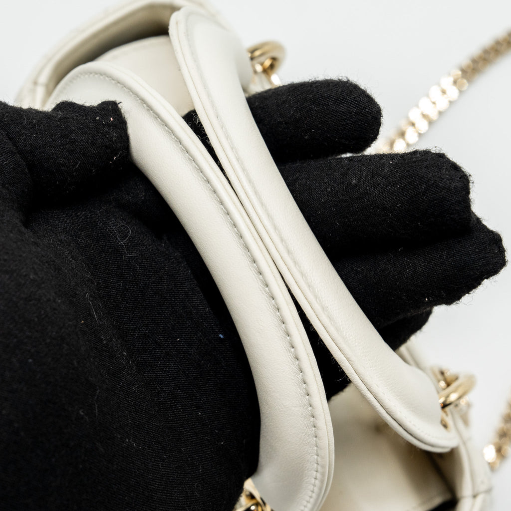 DIOR MINI LADY DIOR LAMBSKIN WHITE LGHW