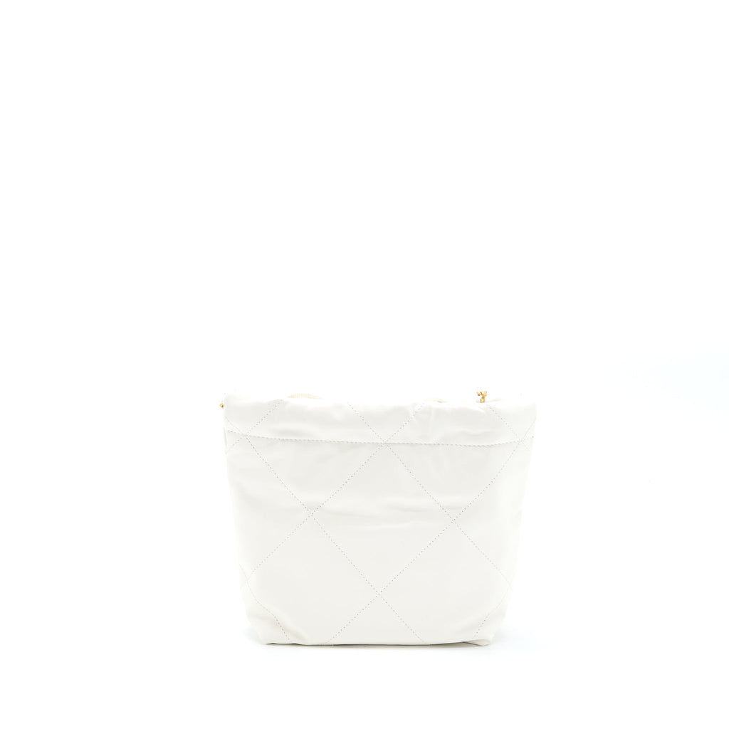 CHANEL MINI 22 BAG SHINY CALFSKIN WHITE BRUSHED GHW (MICROCHIP)