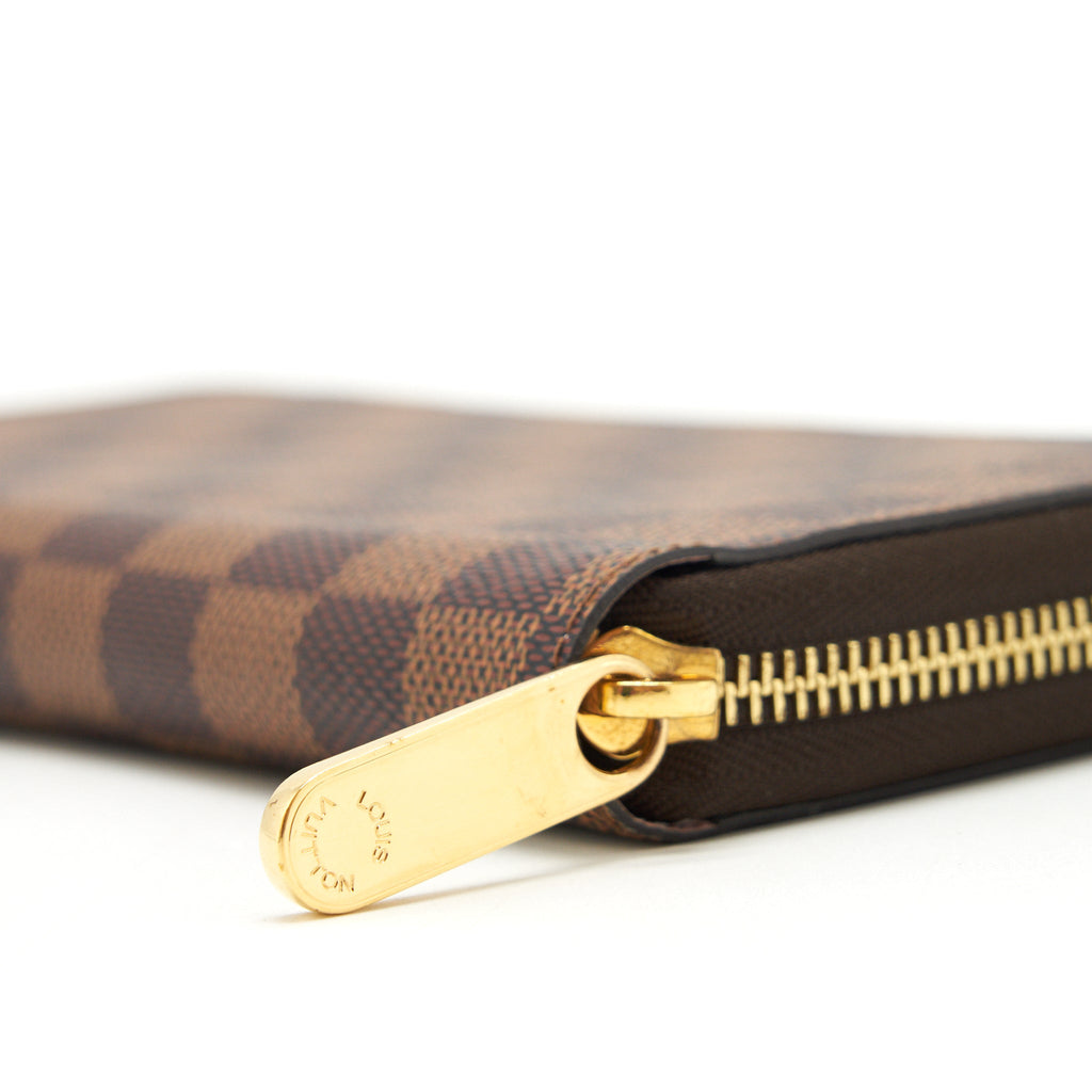 LOUIS VUITTON ZIPPY WALLET DAMIER EBENE CANVAS / ROSE BALLERINE