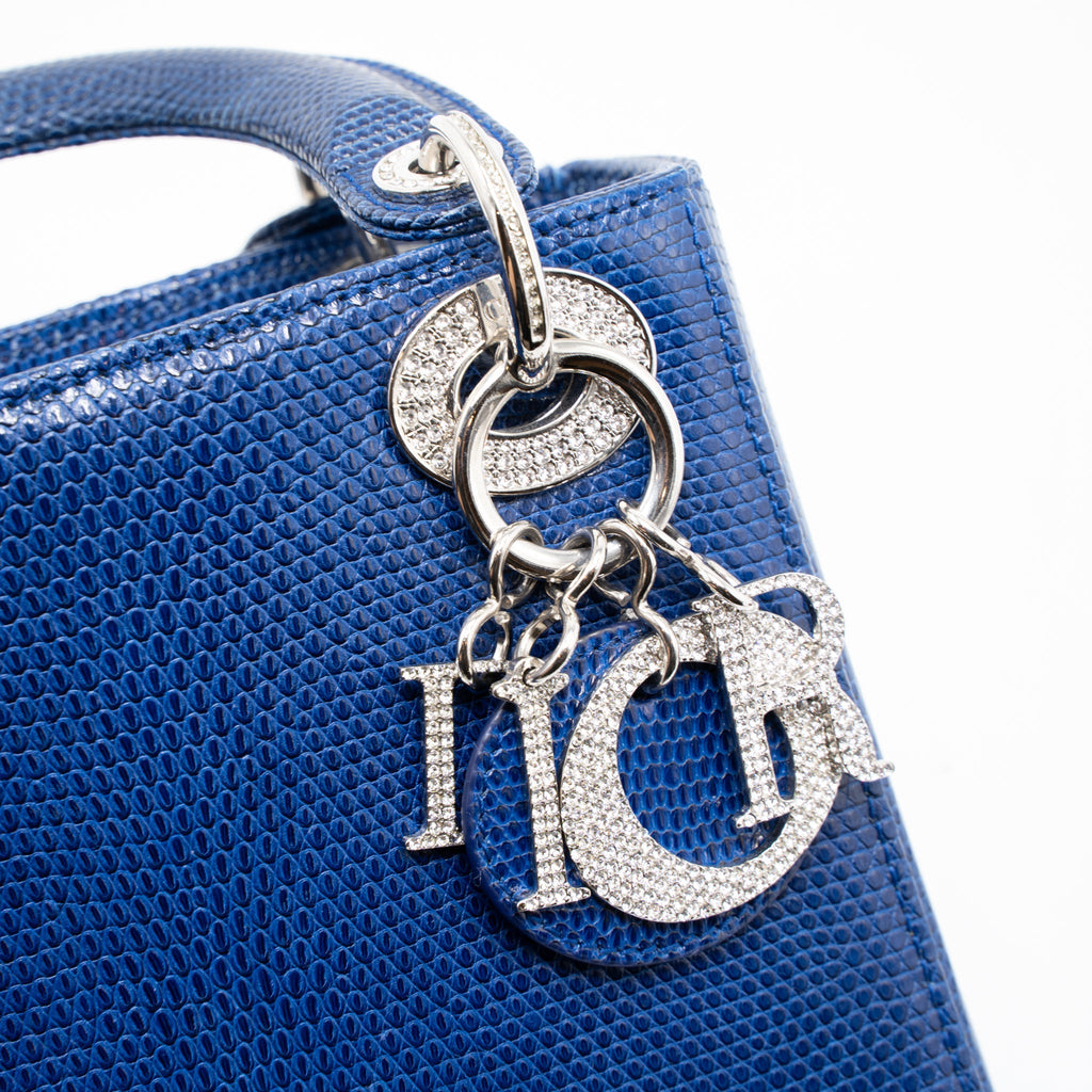 DIOR MINI LADY DIOR LIZARD BLUE CRYSTAL SHW