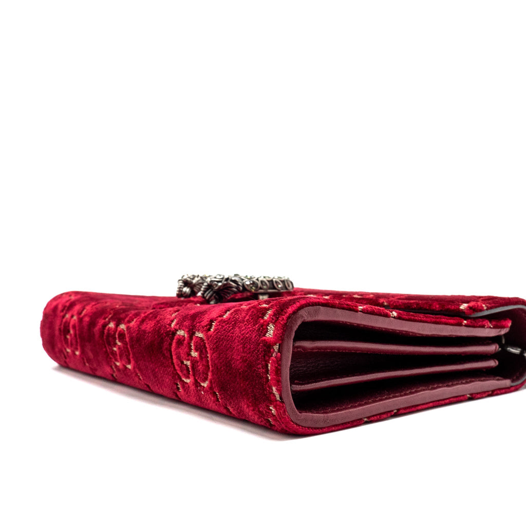 GUCCI DIONYSUS WALLET ON CHAIN VELVET RED SHW