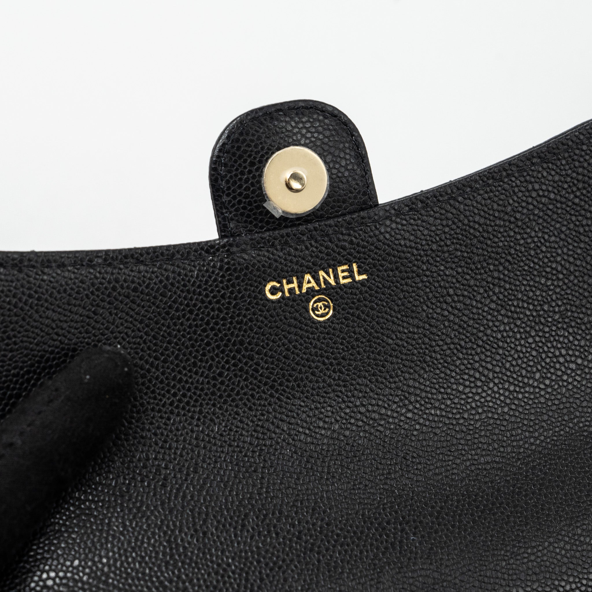 CHANEL DOUBLE POCKET WALLET ON CHAIN CAVIAR BLACK LGHW(MICROCHIP)