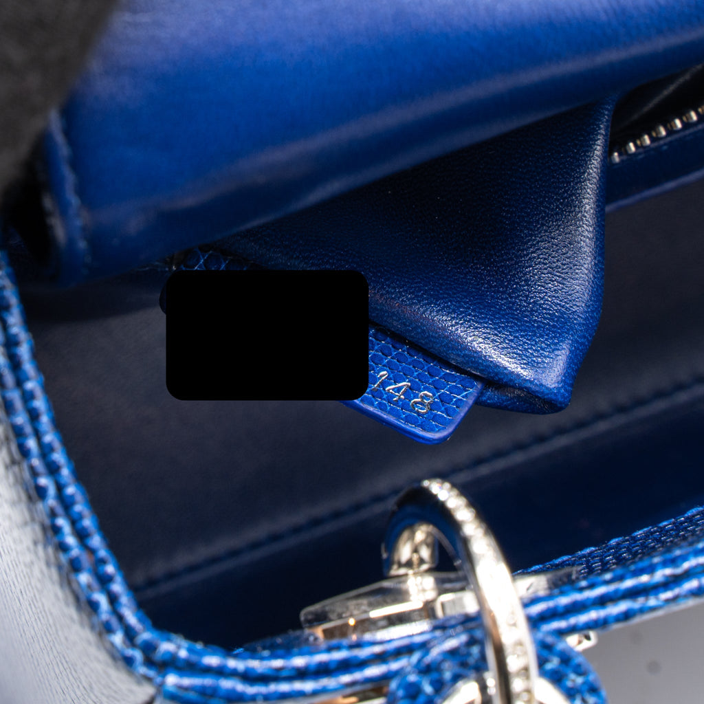 DIOR MINI LADY DIOR LIZARD BLUE CRYSTAL SHW