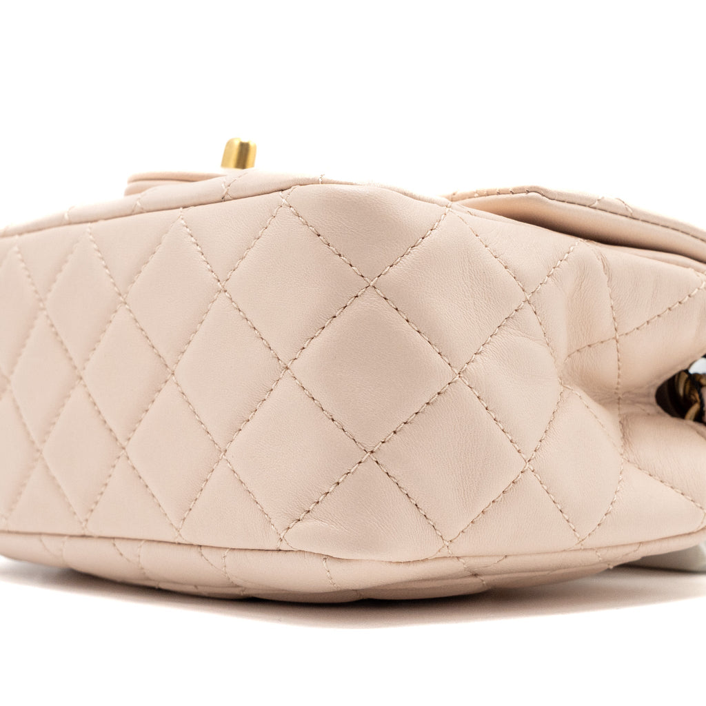 CHANEL 22C PEARL CRUSH MINI SQUARE FLAP BAG LAMBSKIN PINK GHW (MICROCHIP)