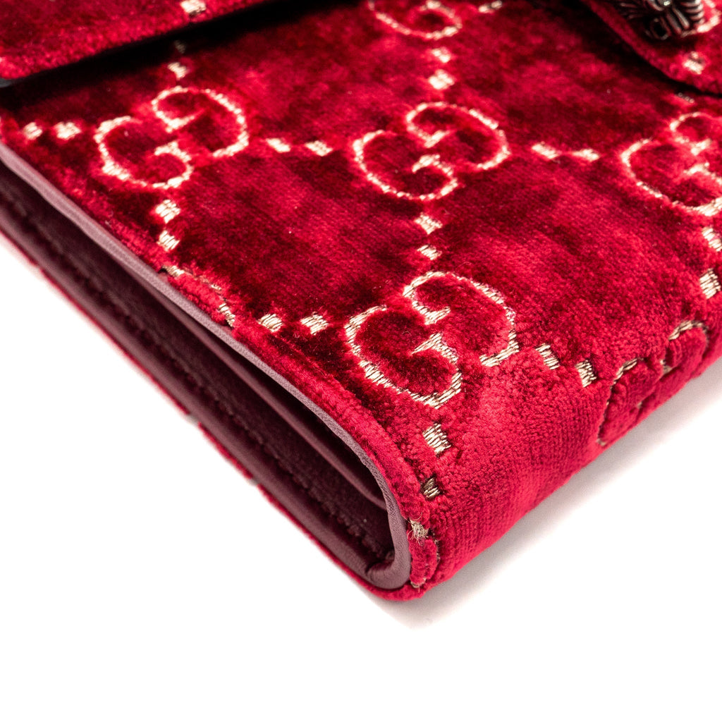 GUCCI DIONYSUS WALLET ON CHAIN VELVET RED SHW