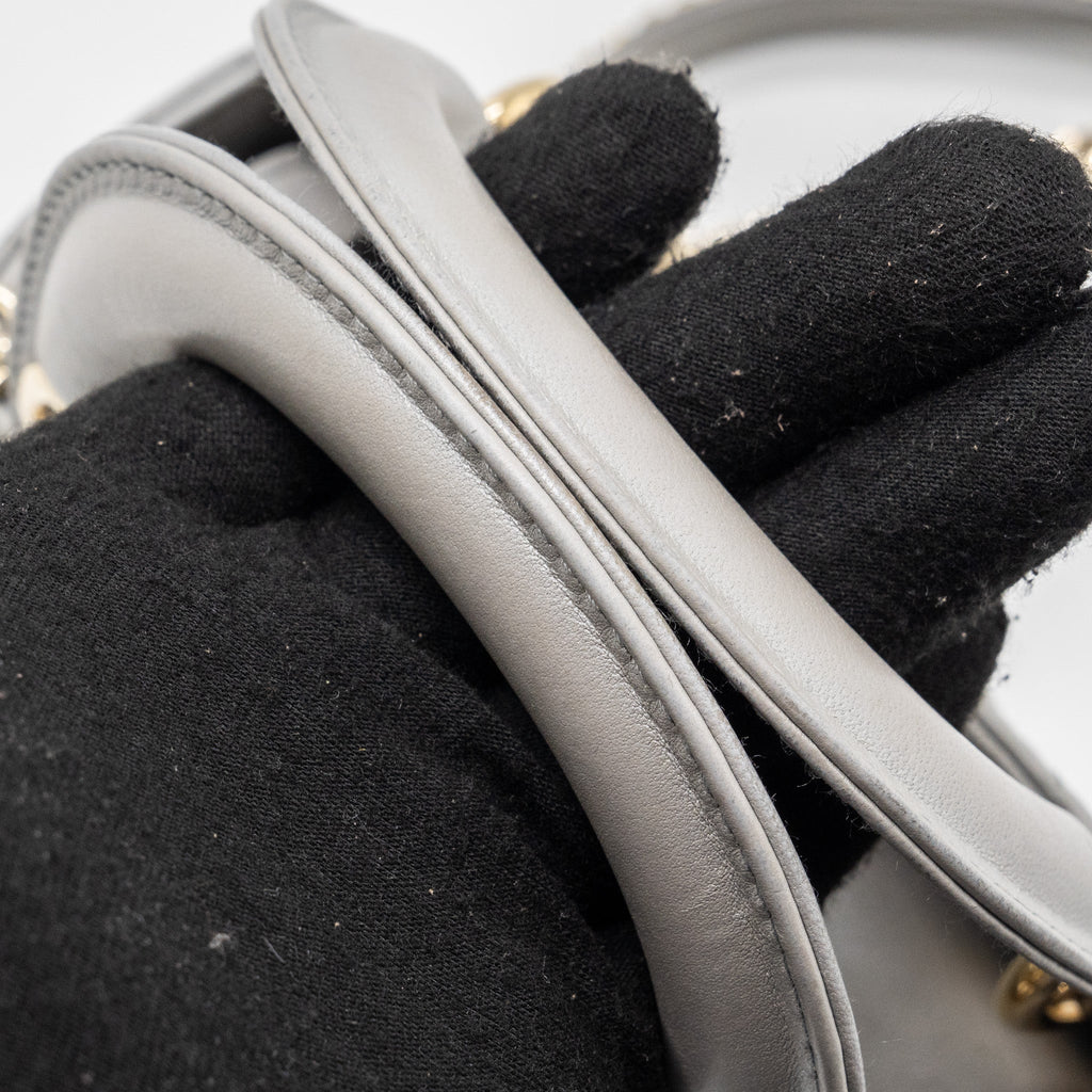 DIOR MINI LADY DIOR LAMBSKIN LIGHT GREY LGHW