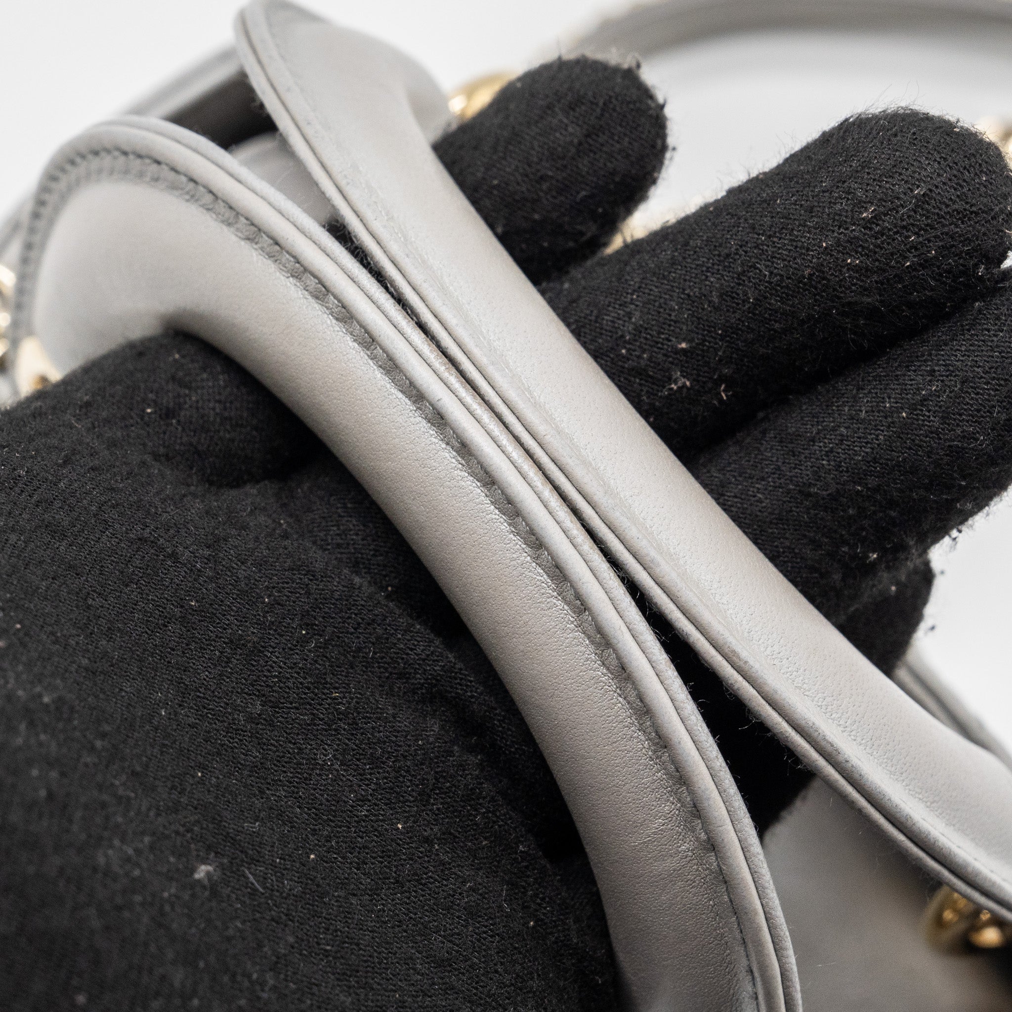 DIOR MINI LADY DIOR LAMBSKIN LIGHT GREY LGHW