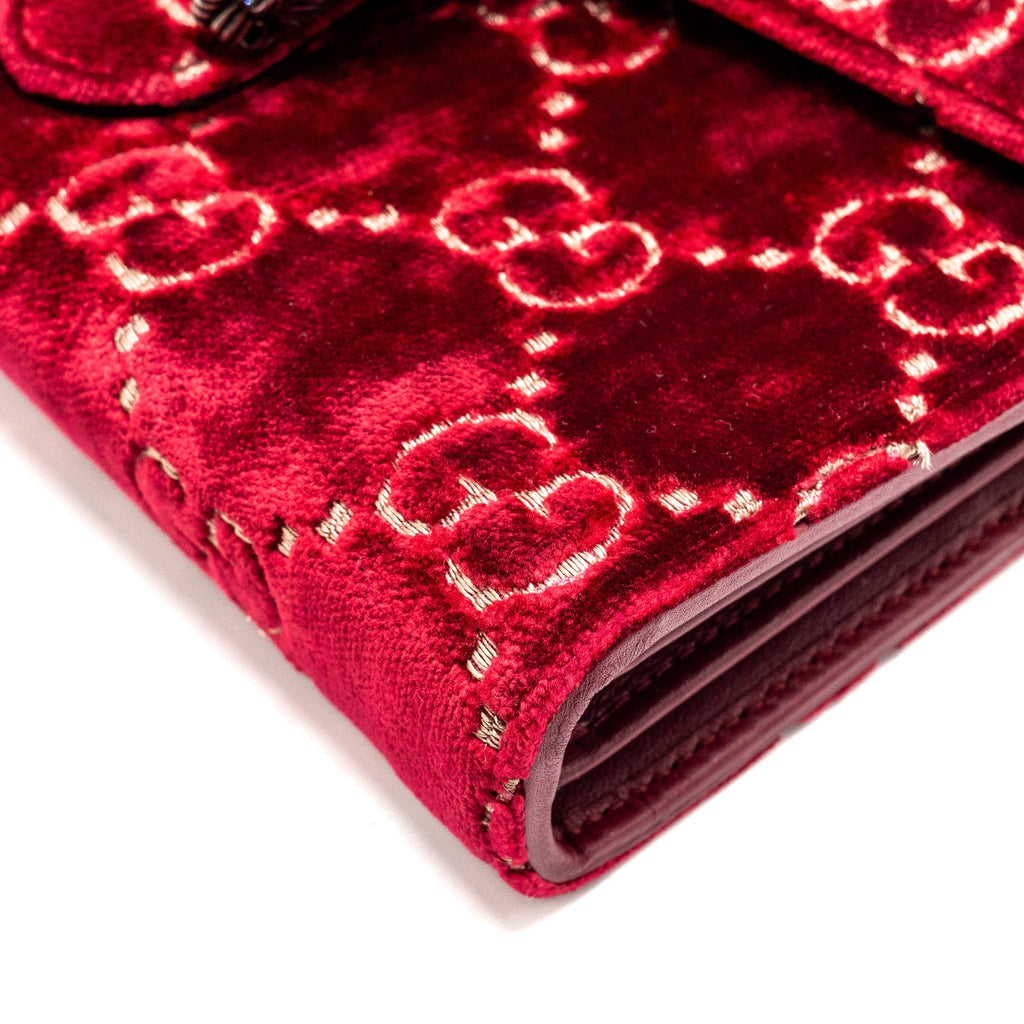 GUCCI DIONYSUS WALLET ON CHAIN VELVET RED SHW