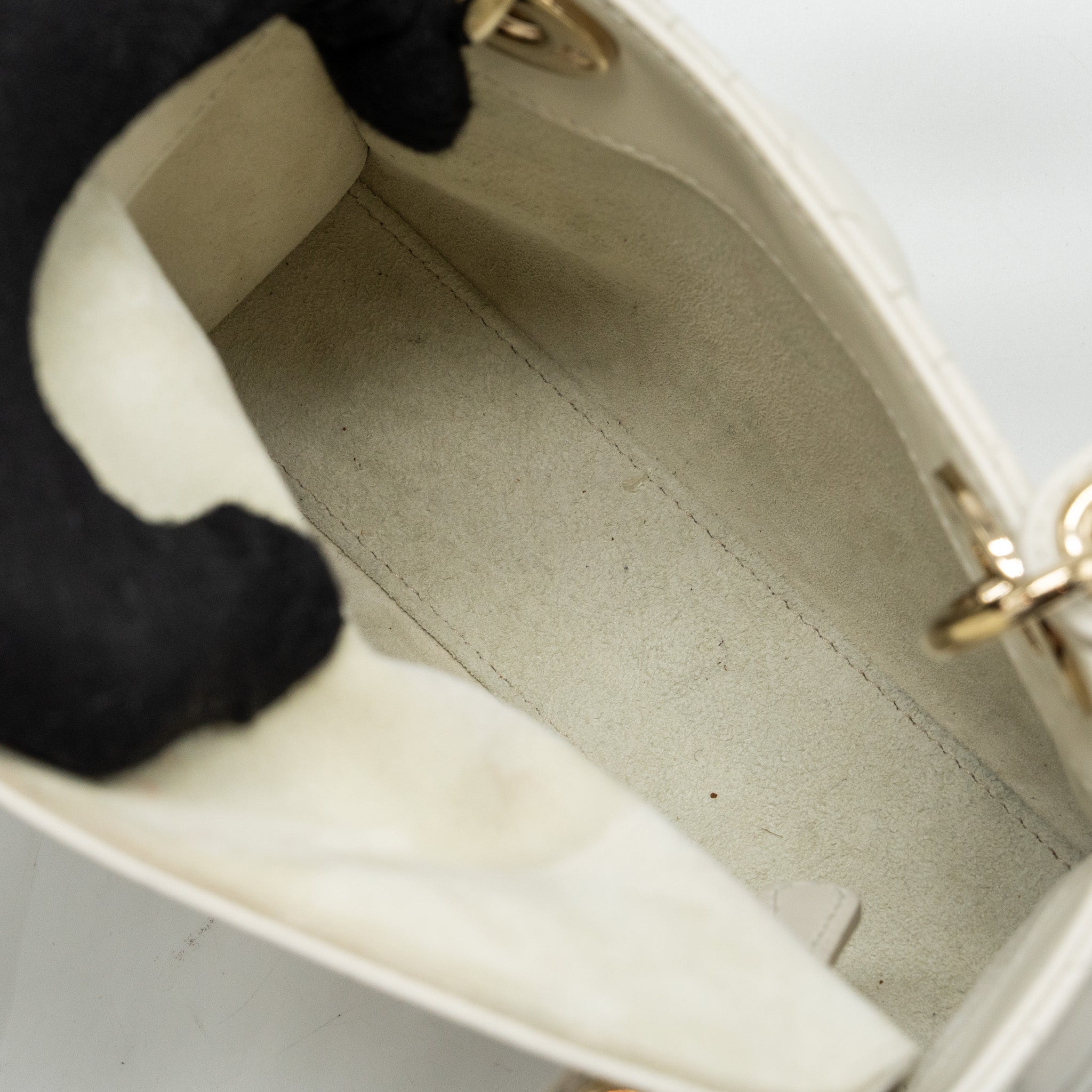 DIOR MINI LADY DIOR LAMBSKIN WHITE LGHW