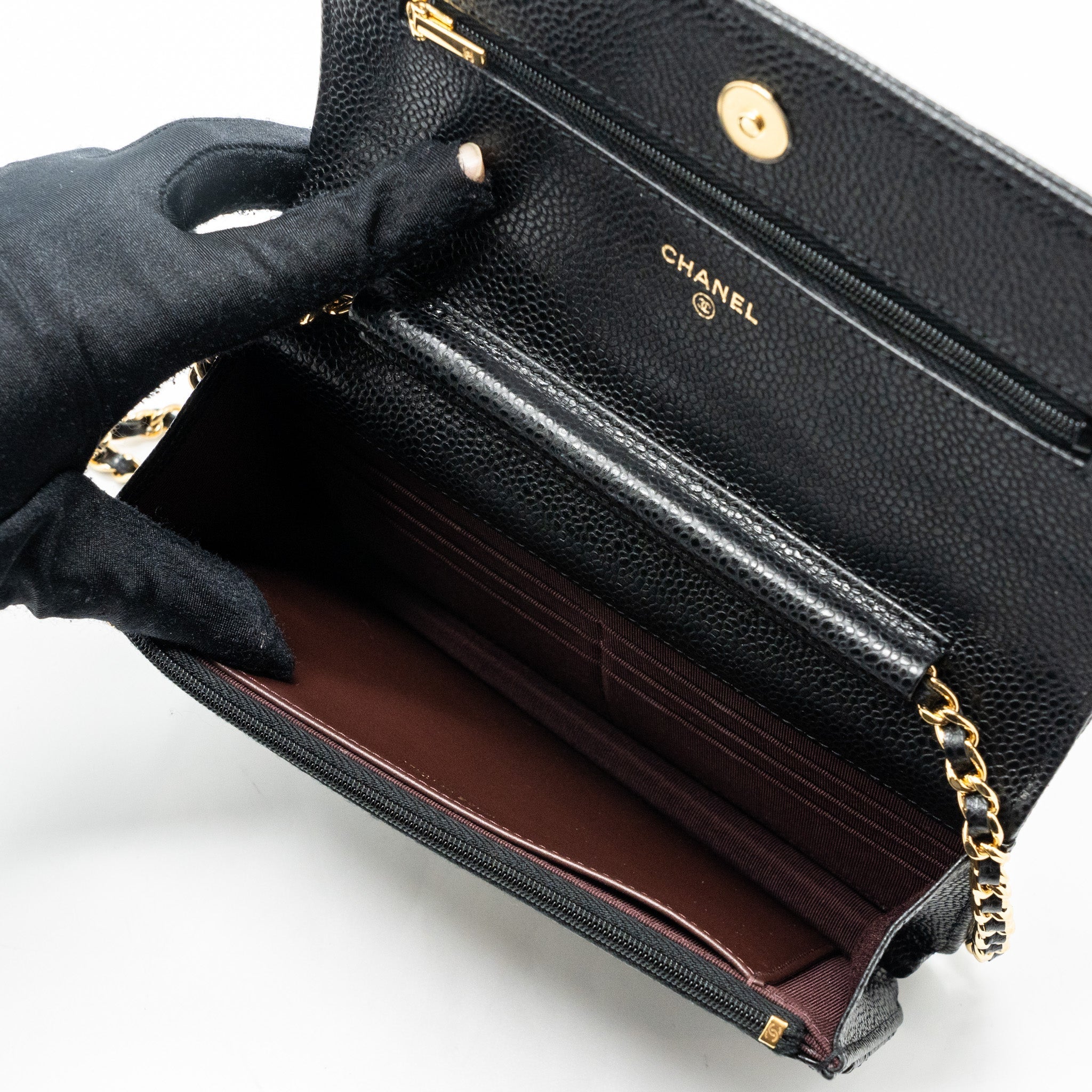 CHANEL CLASSIC WALLET ON CHAIN CAVIAR BLACK GHW