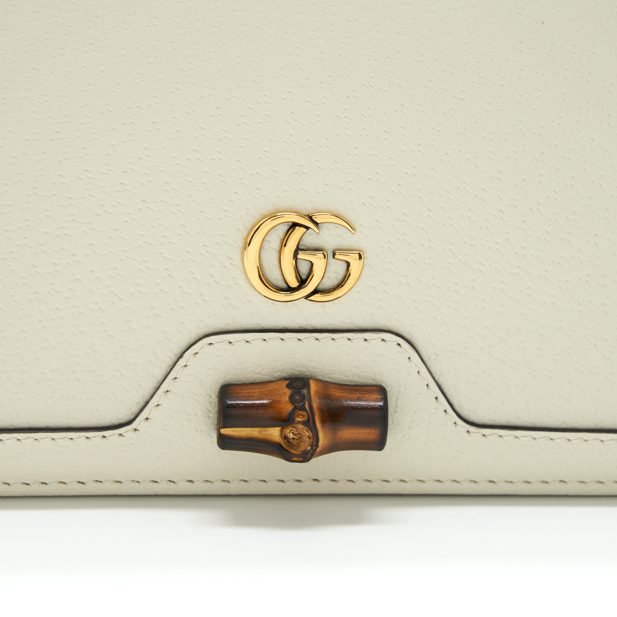 GUCCI DIANA MINI BAG WITH BAMBOO WHITE GHW