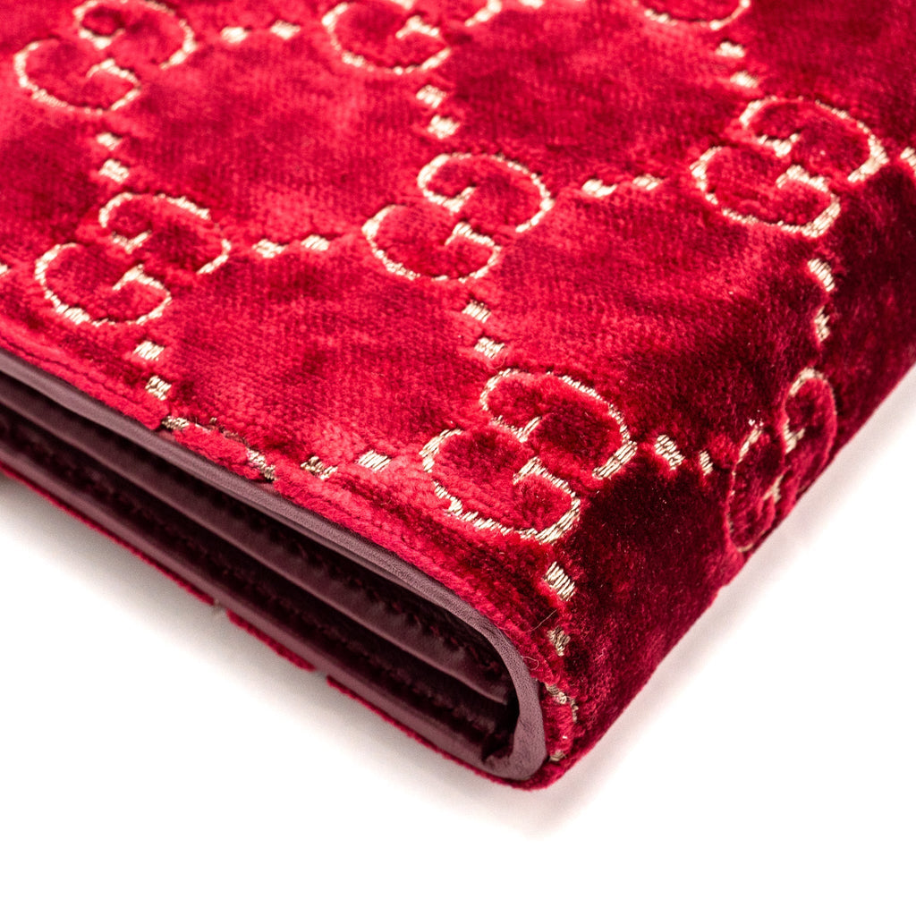 GUCCI DIONYSUS WALLET ON CHAIN VELVET RED SHW