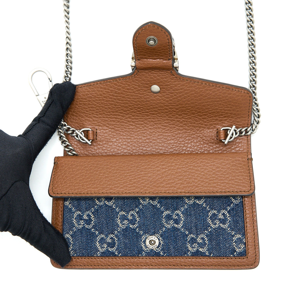 GUCCI SUPER MINI DIONYSUS GG SUPREME DENIM/ LEATHER MULTICOLOUR HARDWARE