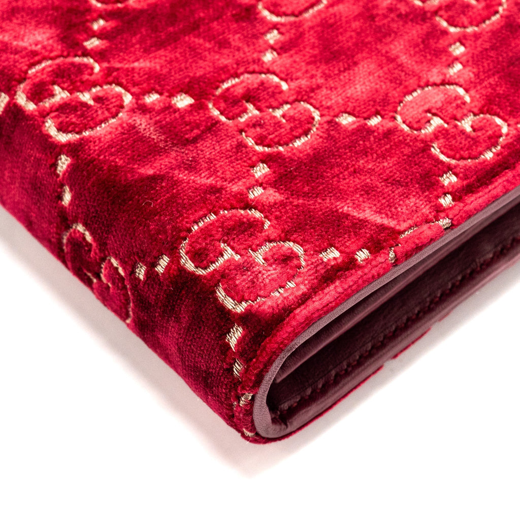 GUCCI DIONYSUS WALLET ON CHAIN VELVET RED SHW