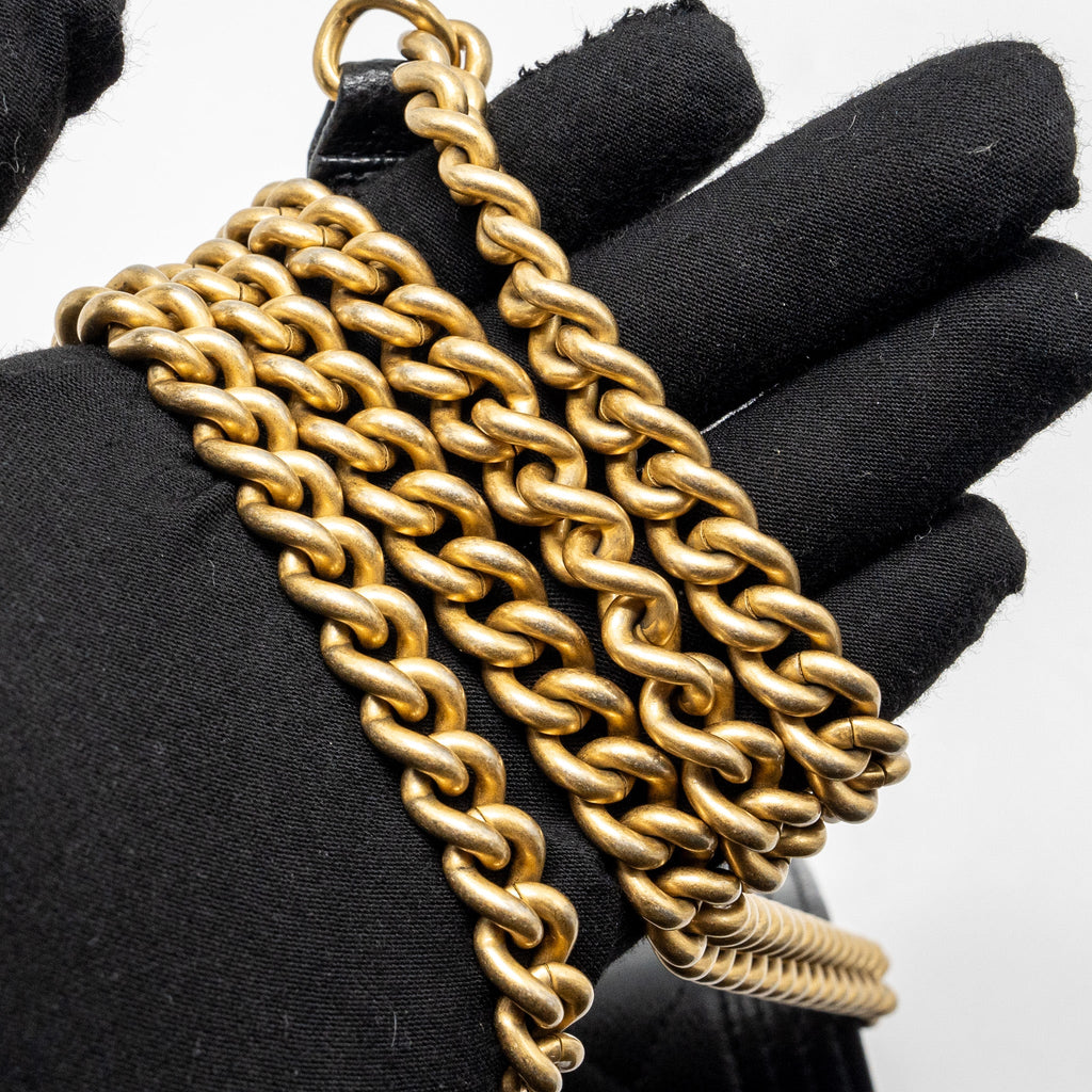 CHANEL BOY WALLET ON CHAIN CAVIAR BLACK GHW (MICROCHIP)