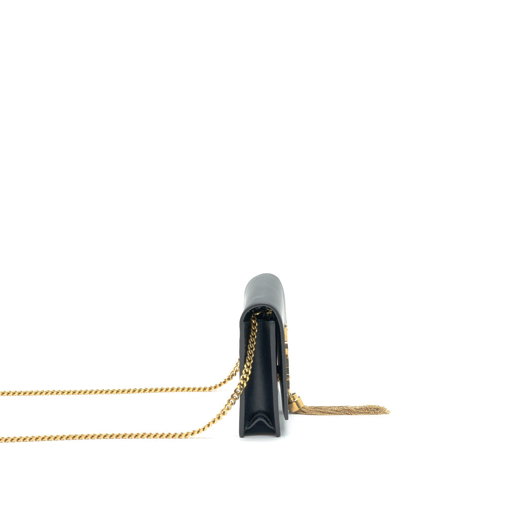 SAINT LAUREN  KATE WALLET ON CHAIN WITH TASSEL BLACK GHW