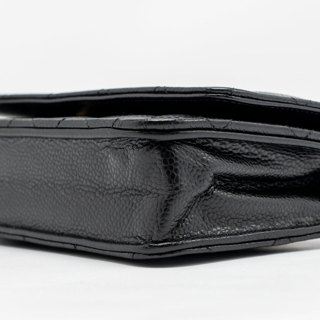 CHANEL CLASSIC WALLET ON CHAIN CAVIAR BLACK GHW (MICROCHIP)