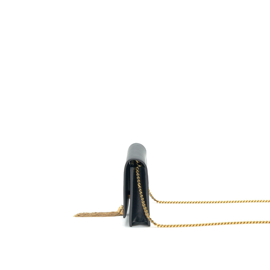 SAINT LAUREN  KATE WALLET ON CHAIN WITH TASSEL BLACK GHW