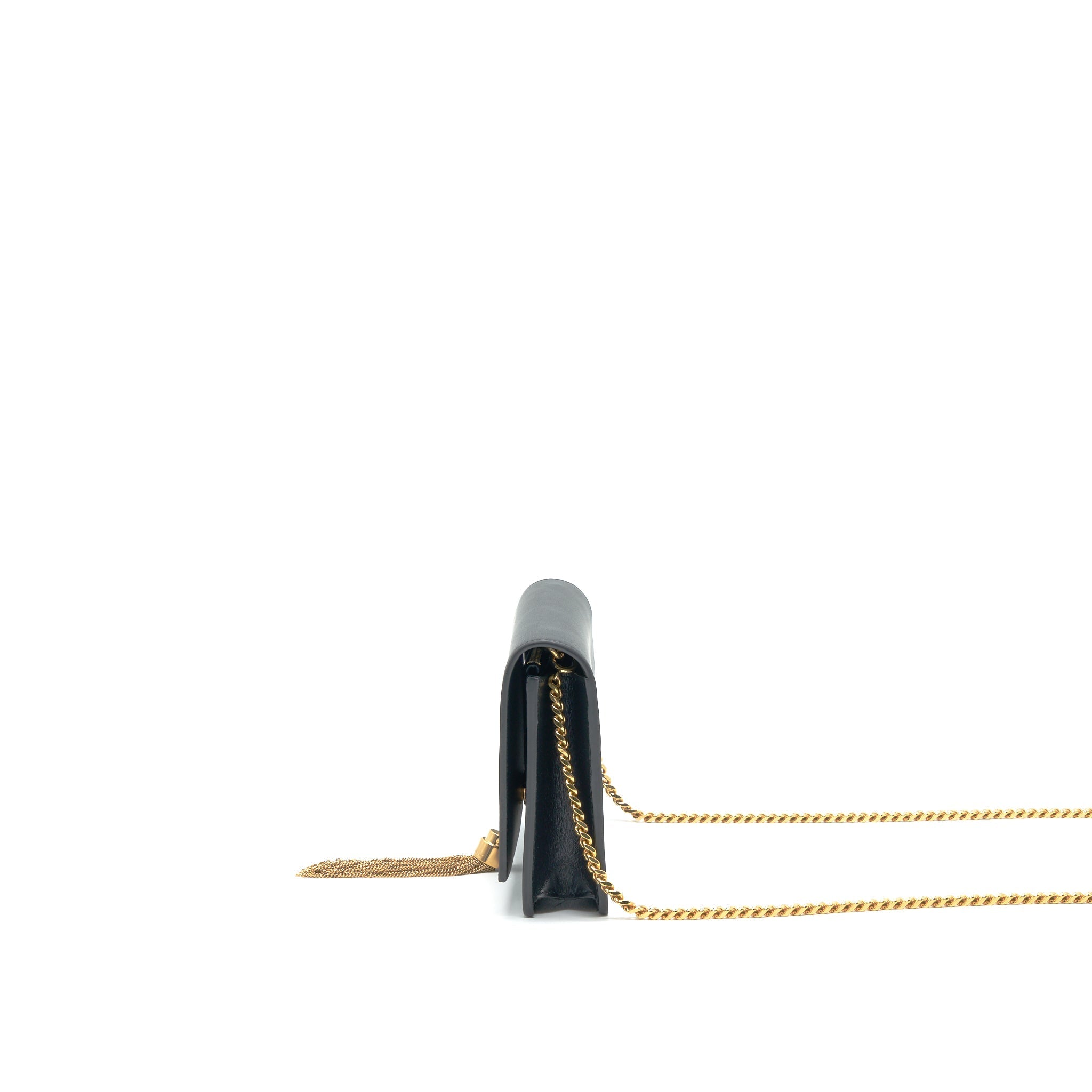 SAINT LAUREN  KATE WALLET ON CHAIN WITH TASSEL BLACK GHW
