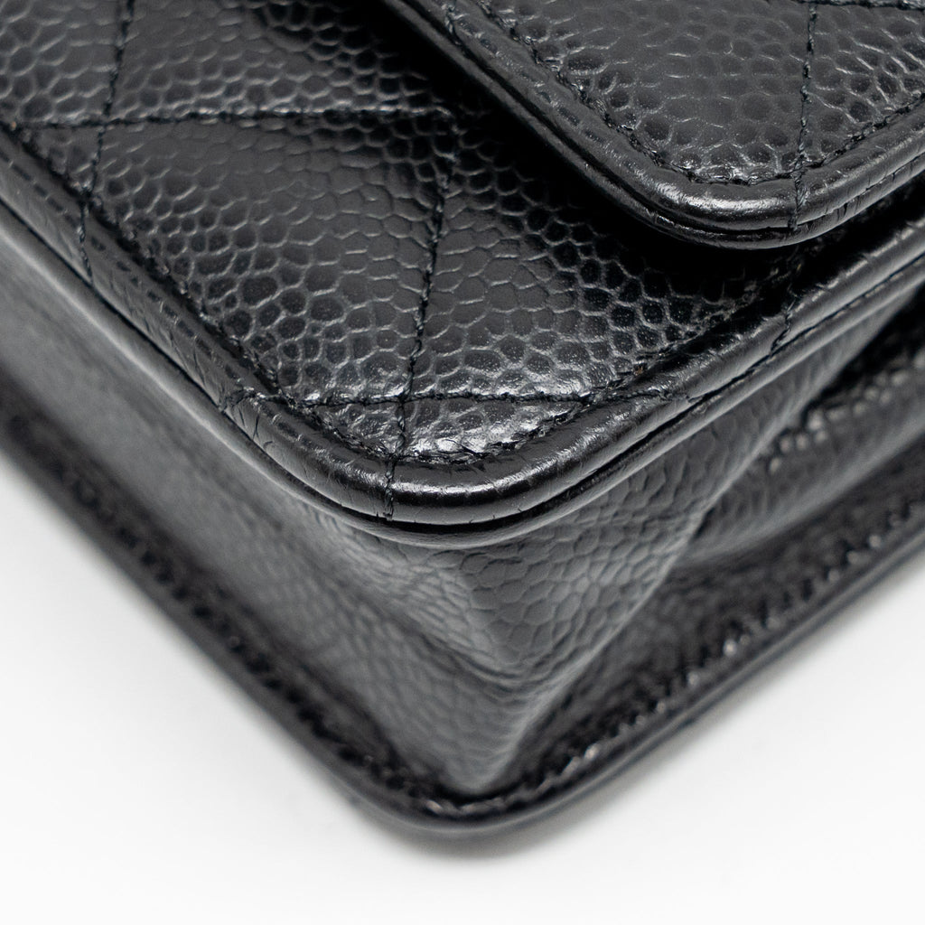 CHANEL CLASSIC WALLET ON CHAIN CAVIAR BLACK GHW (MICROCHIP)