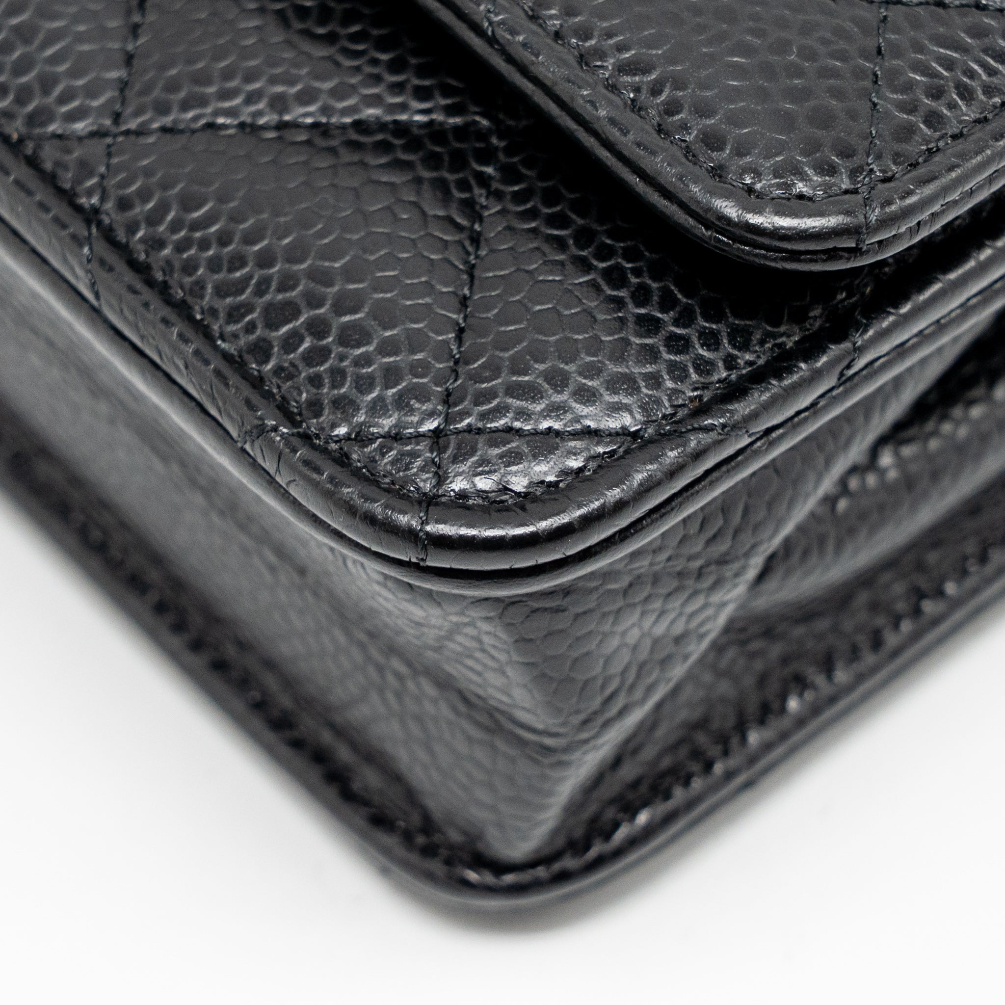 CHANEL CLASSIC WALLET ON CHAIN CAVIAR BLACK GHW (MICROCHIP)