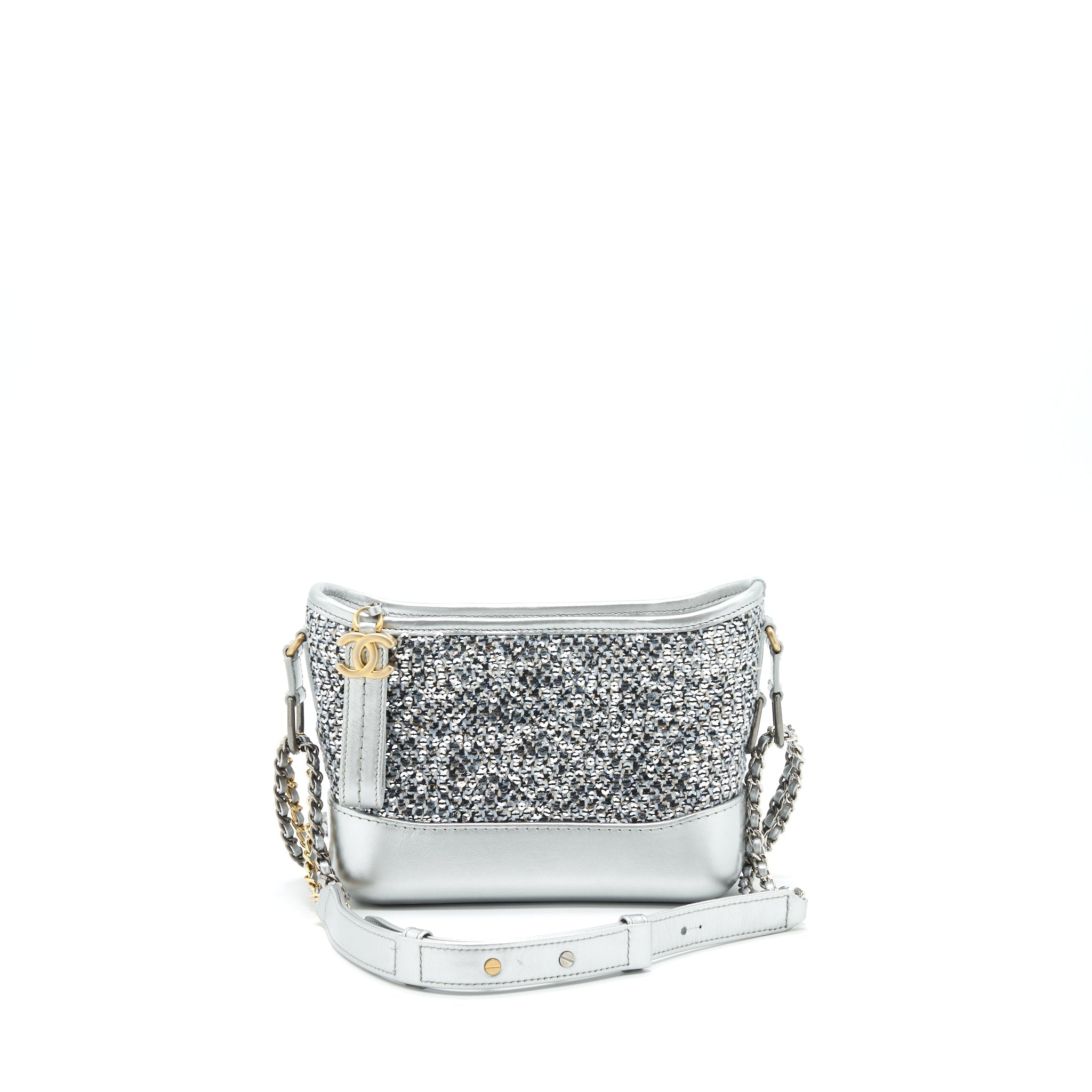 CHANEL TWEED SMALL GABRIELLE HOBO BAG GREY